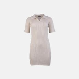 omen's Beige/Grey/Black Polo Dress Thumbnail 1