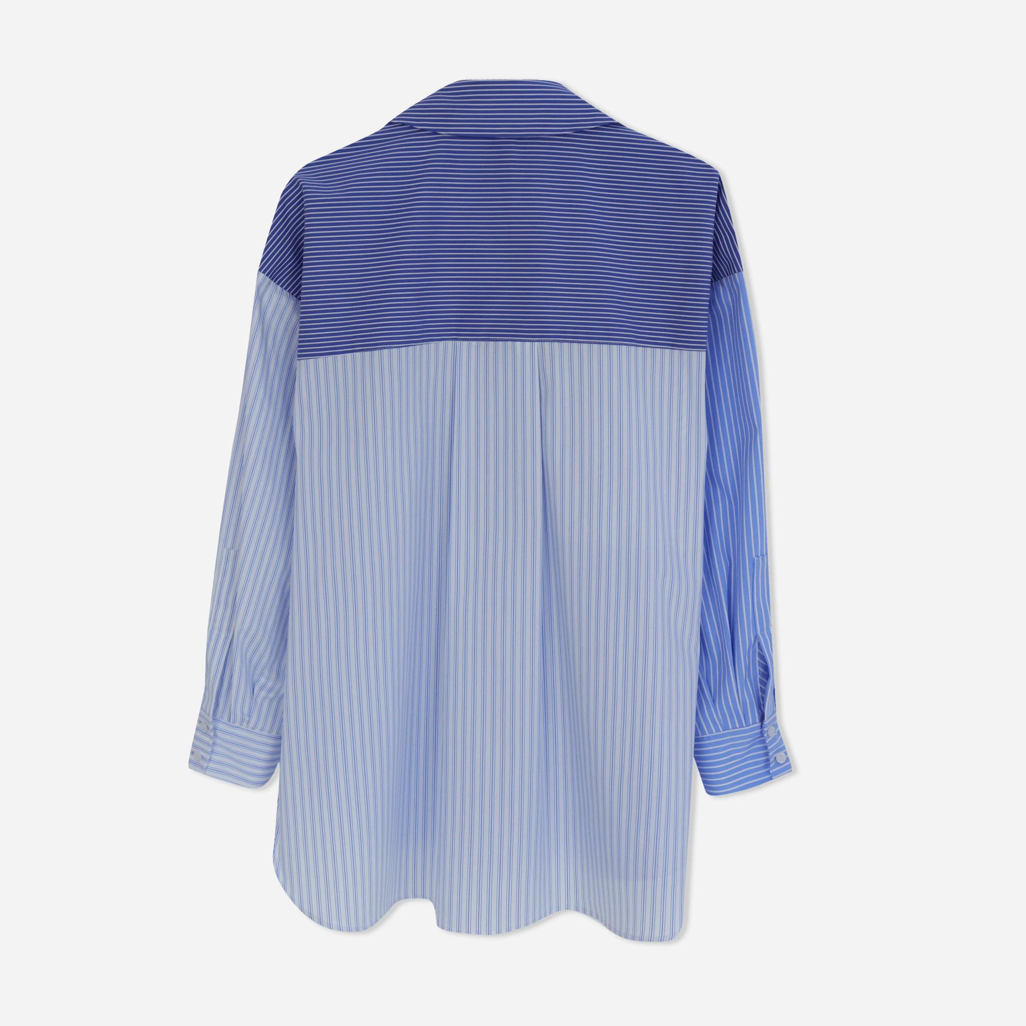 Asymmetrical Striped Tencel & Cotton Blend Shirt image preview 3