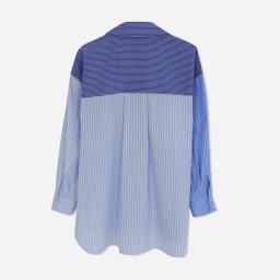 Asymmetrical Striped Tencel & Cotton Blend Shirt Thumbnail 3
