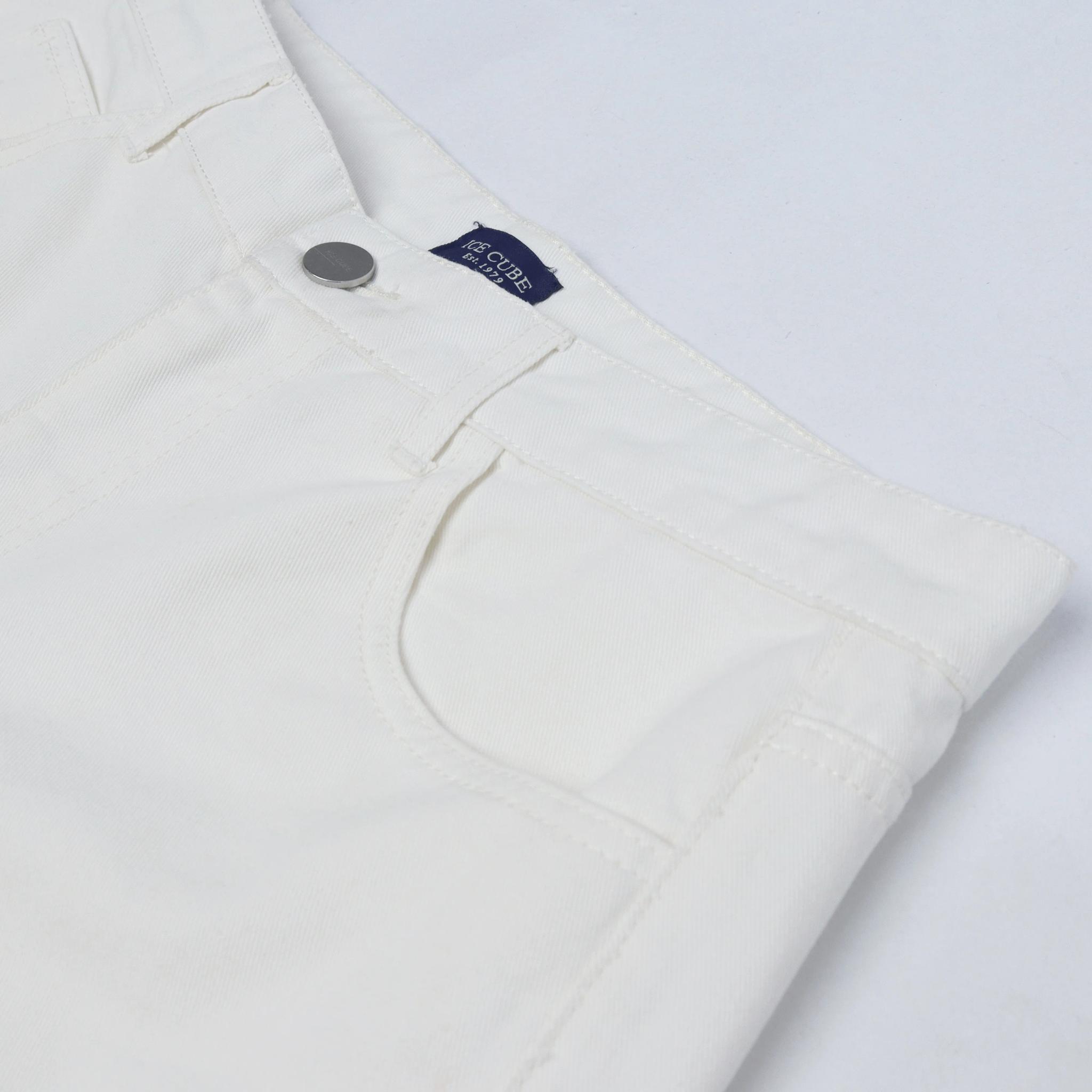 Men's White Stretch Cotton Pants image preview 2