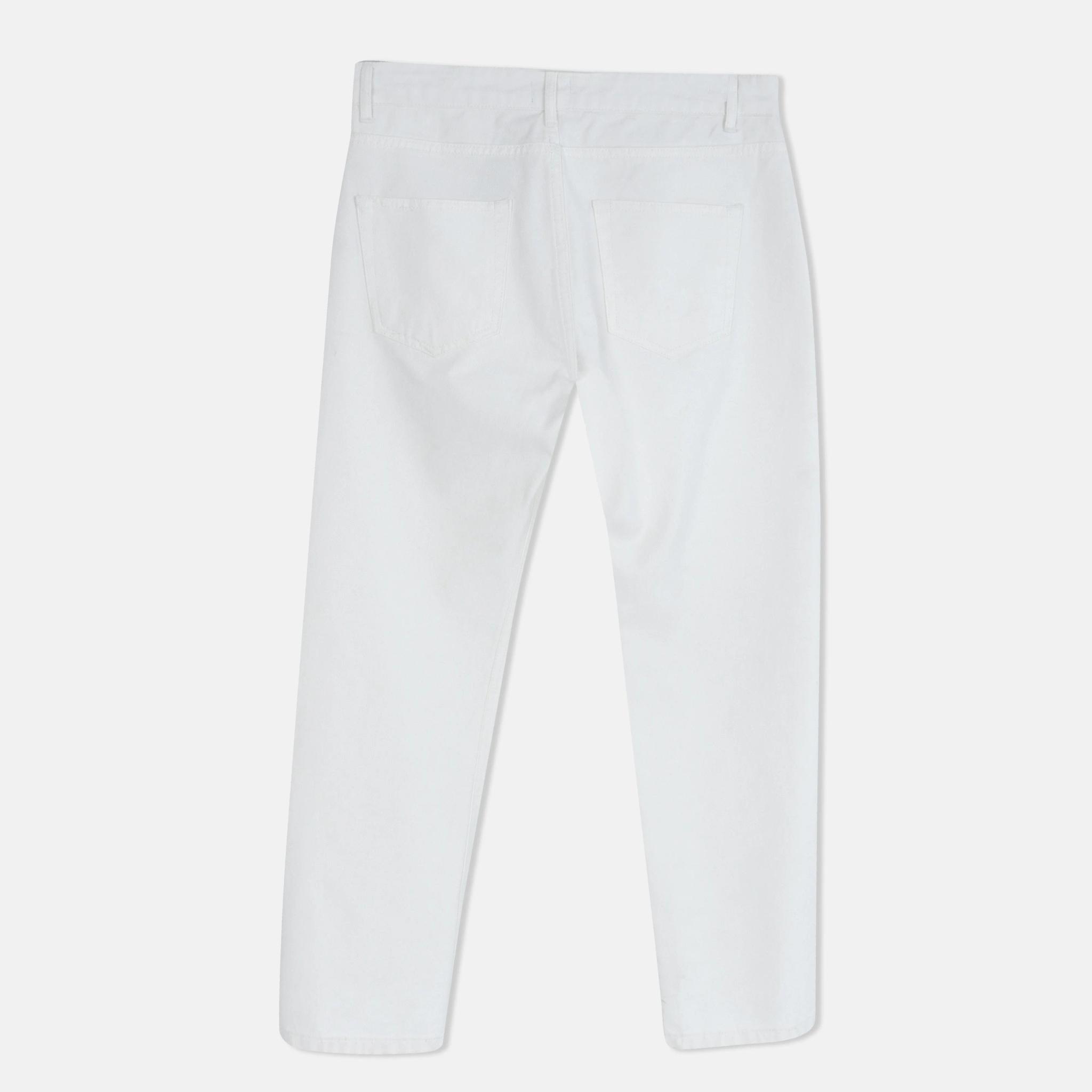 Men's White Stretch Cotton Pants image preview 3