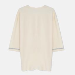 Women's  Sleeve Cotton Blend Top Casual Knit T-Shirt Thumbnail 3