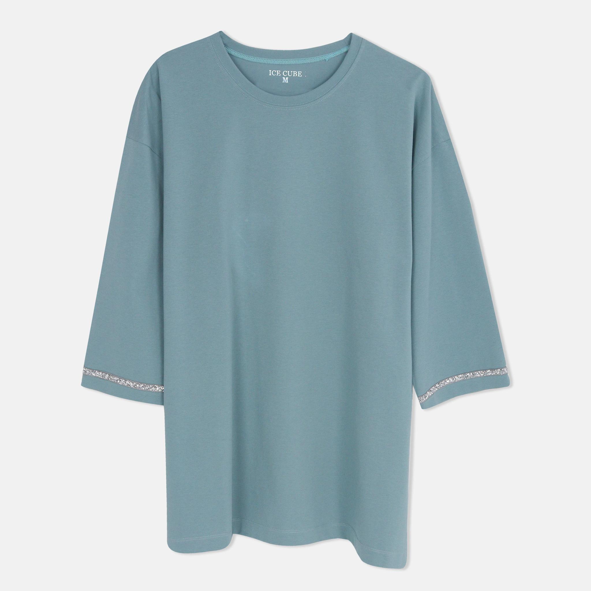 Women's  Sleeve Cotton Blend Top Casual Knit T-Shirt alternative product image