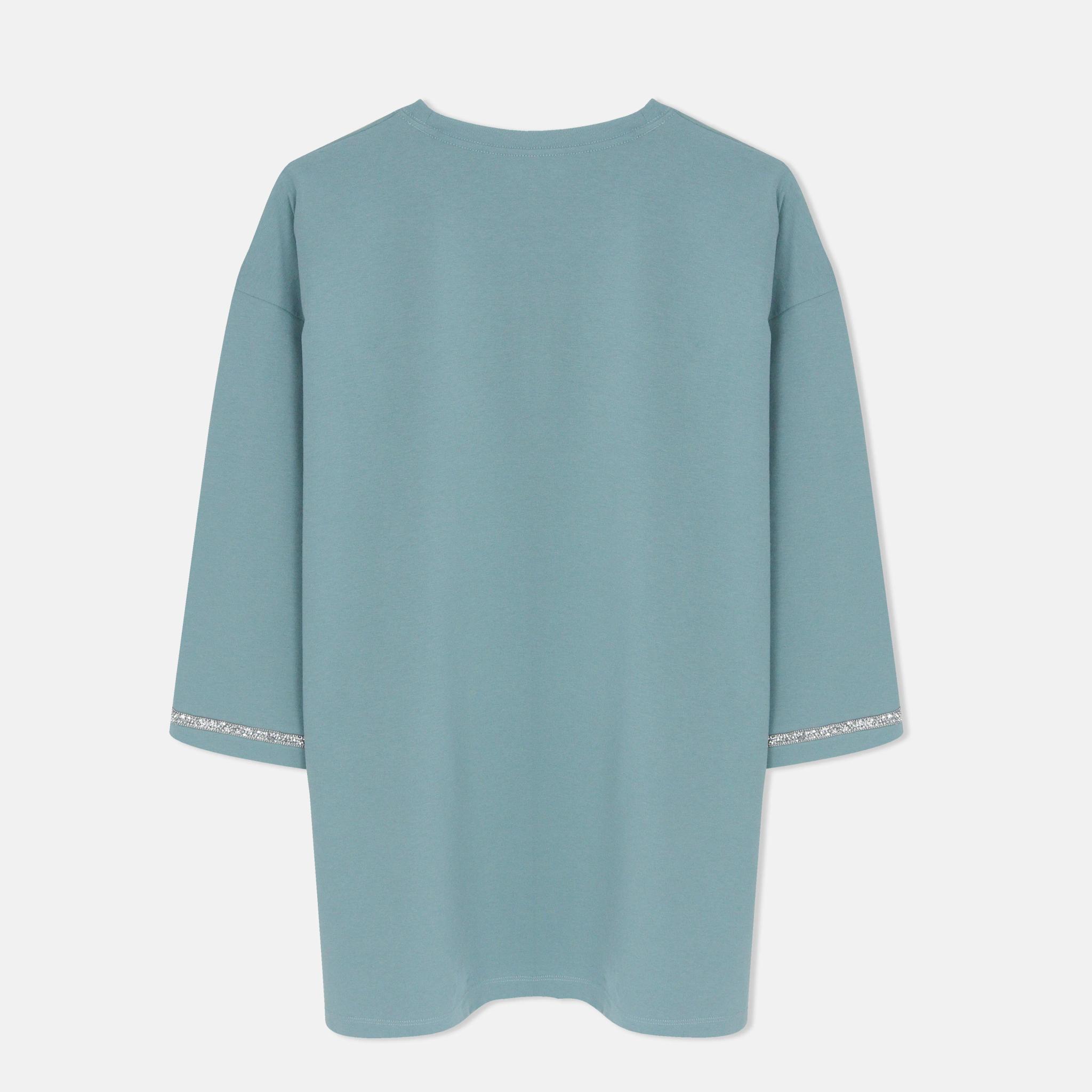Women's  Sleeve Cotton Blend Top Casual Knit T-Shirt media preview 3