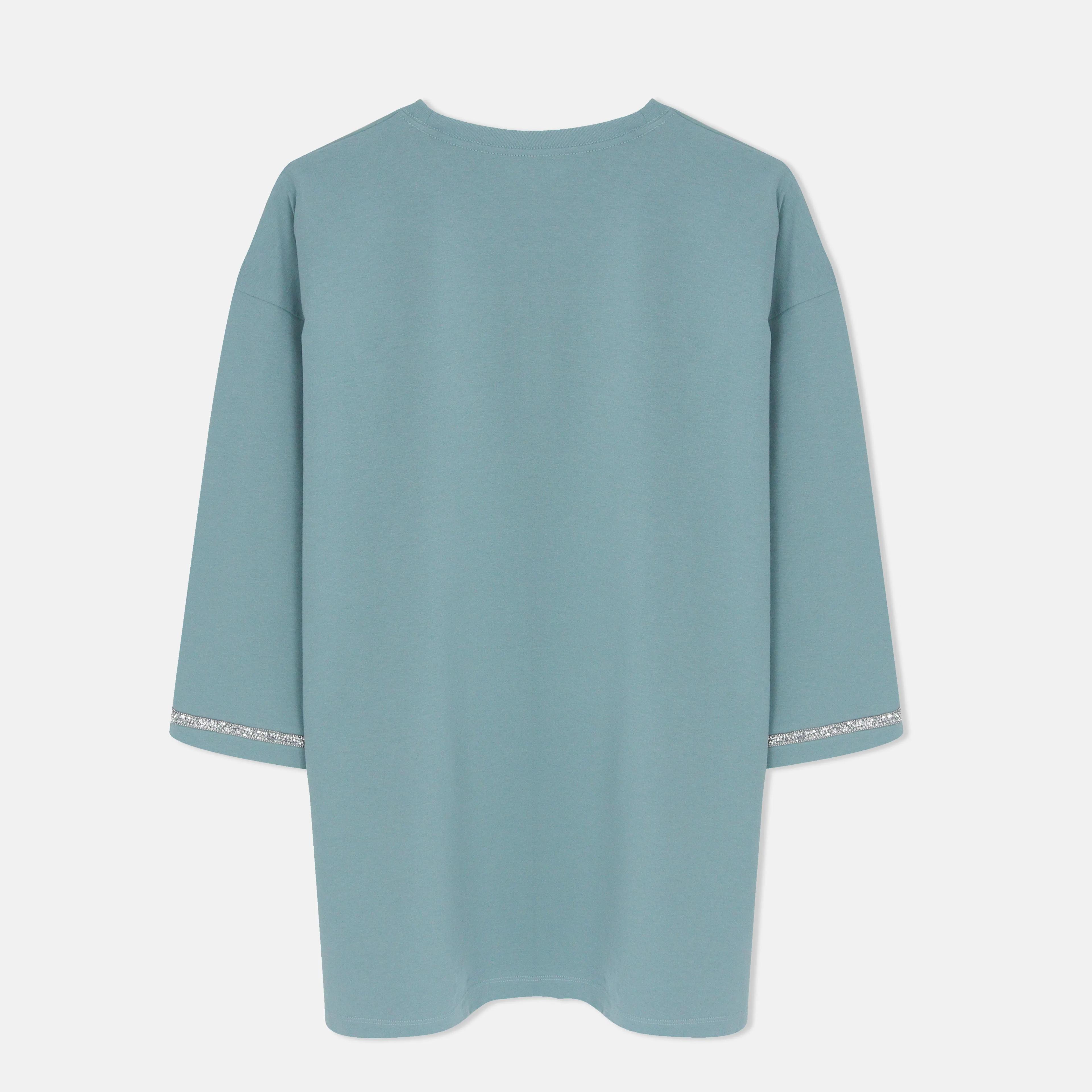 Women's  Sleeve Cotton Blend Top Casual Knit T-Shirt Thumbnail 3