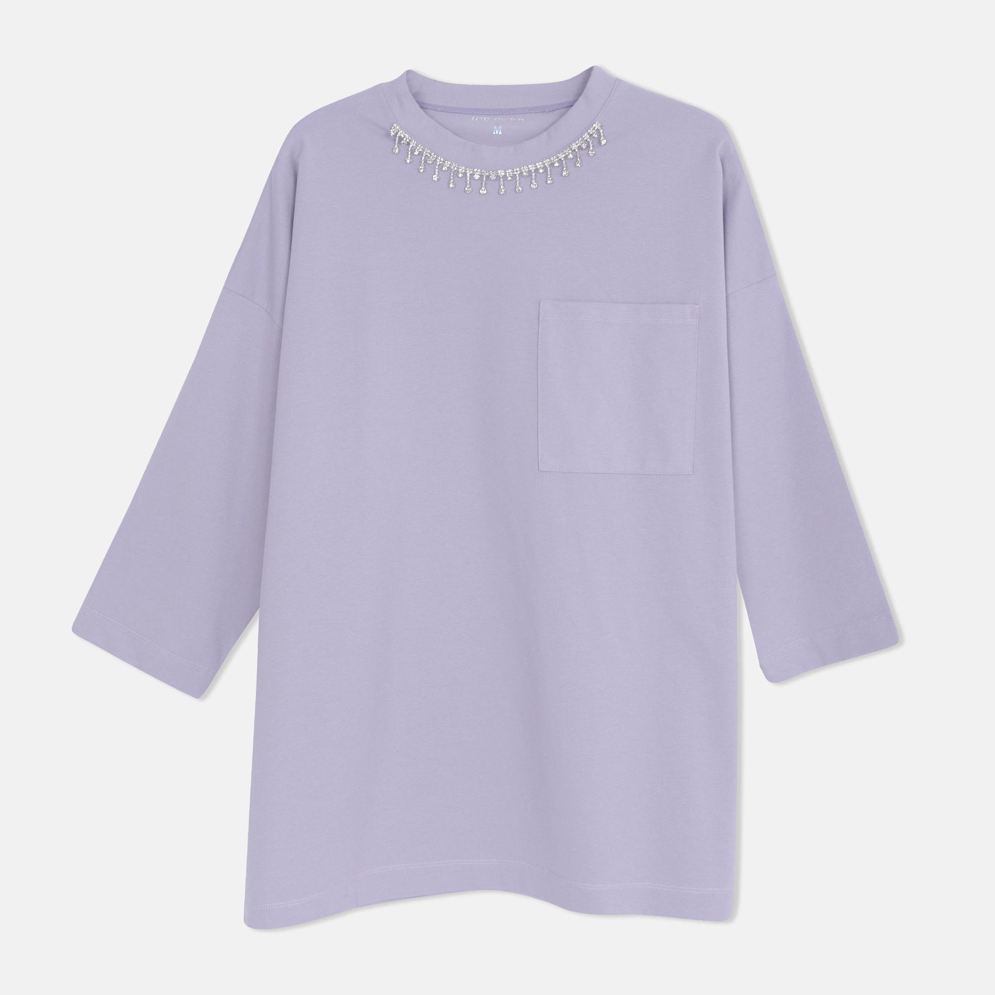 Cotton Blend  Sleeve Tunic with Neckline Embroidery alternative product image