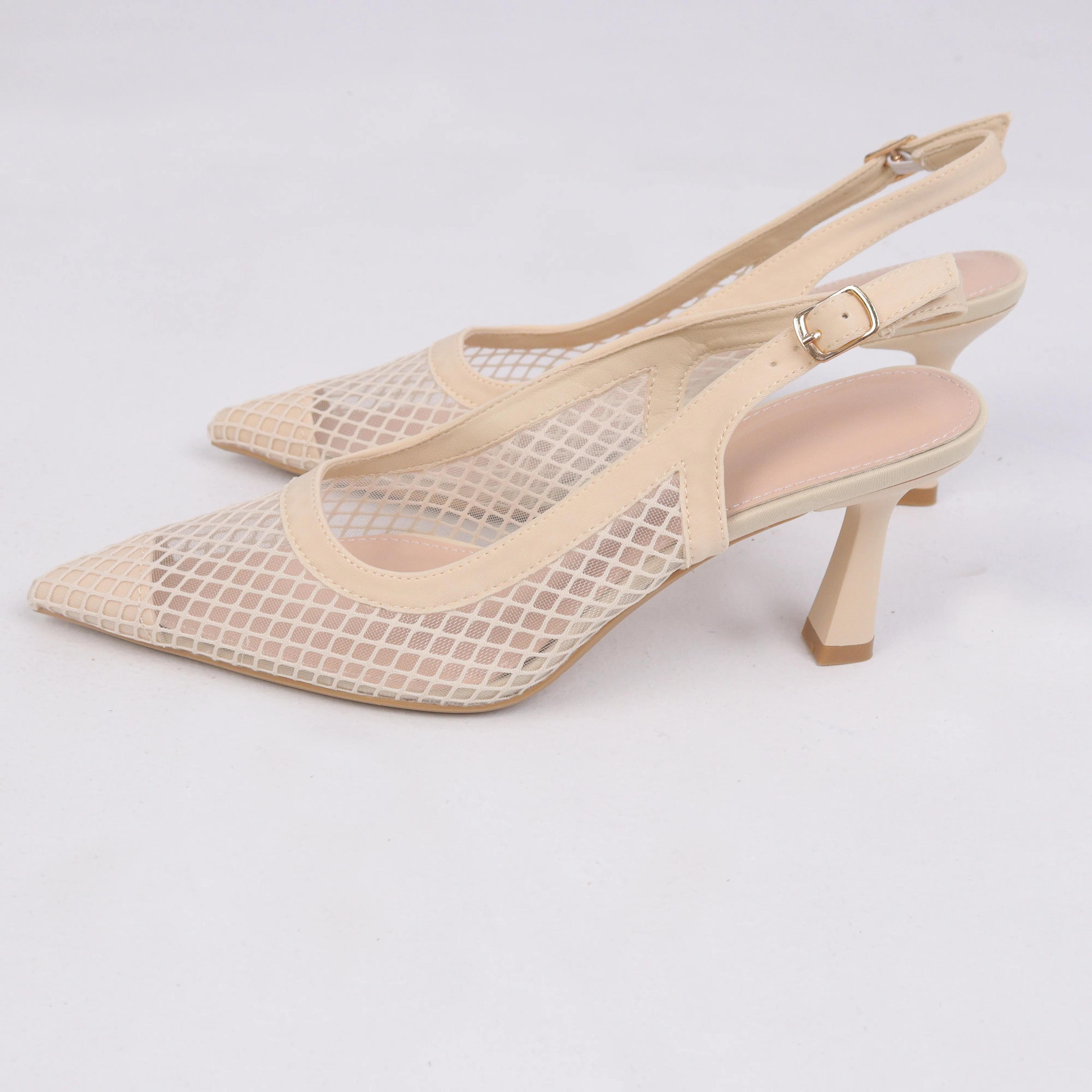 Women Pointed Classy Mesh 7cm Heels Thumbnail 2