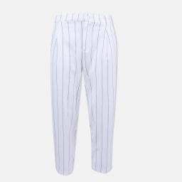 Women's Pinstripe Linen-Blend Tapered Trousers Thumbnail 1