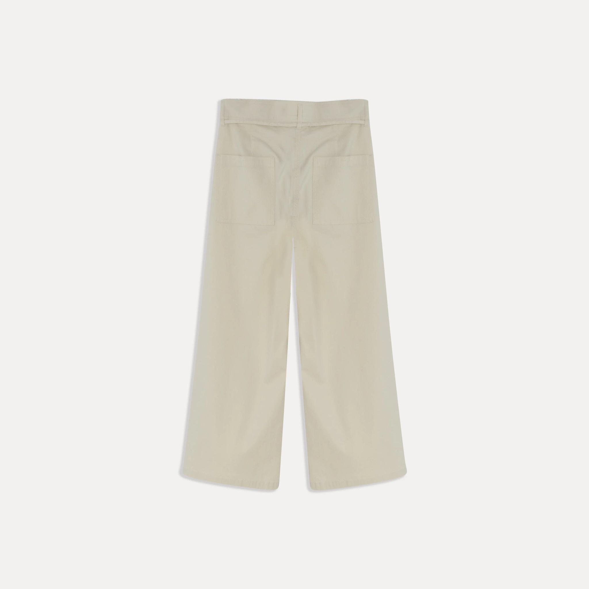 Cream Women's Wide-Leg Cotton Drawstring Trousers image preview 3