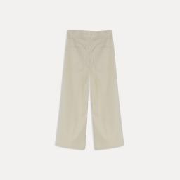Cream Women's Wide-Leg Cotton Drawstring Trousers Thumbnail 3