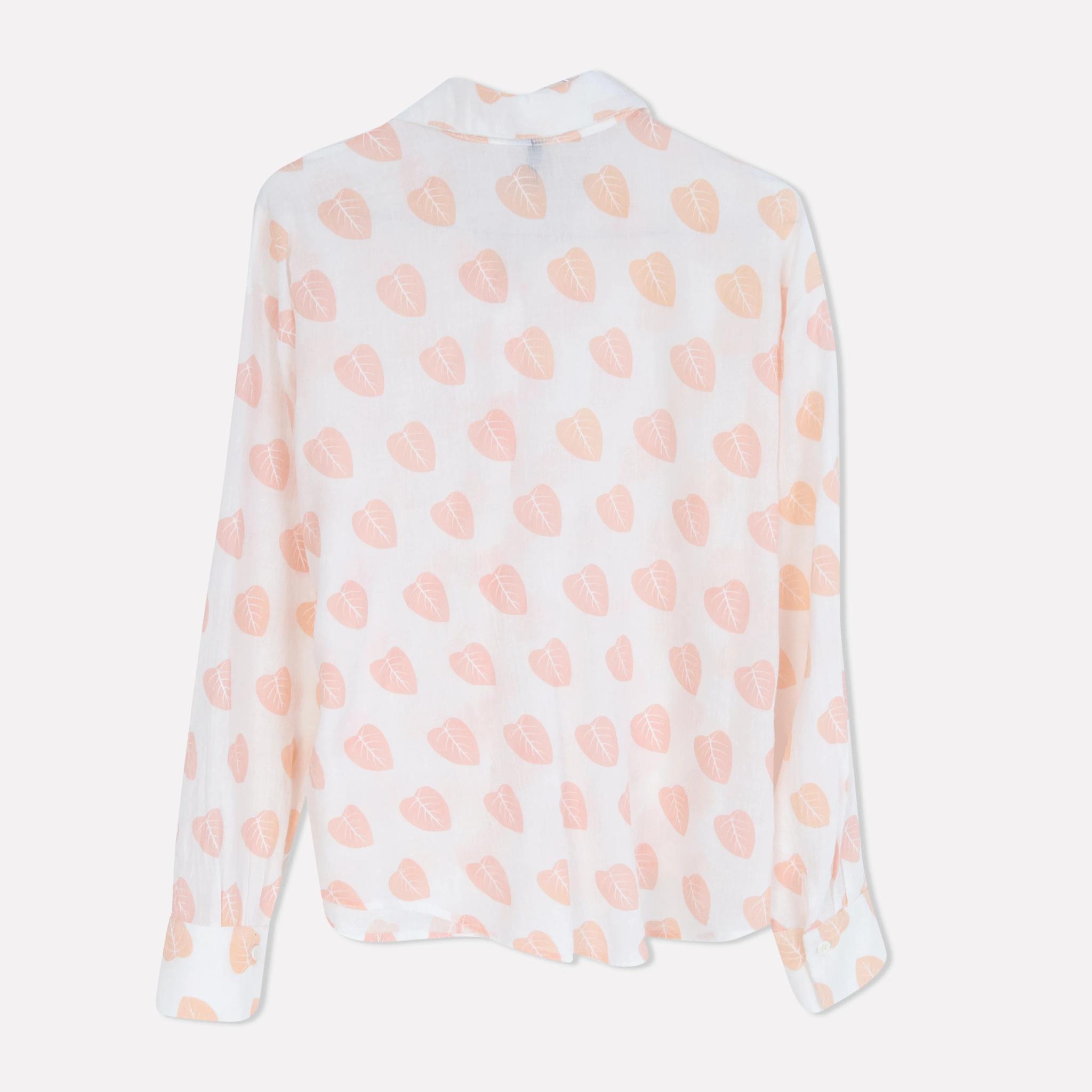 Heart Print Collared Button-Down Shirt media preview 2