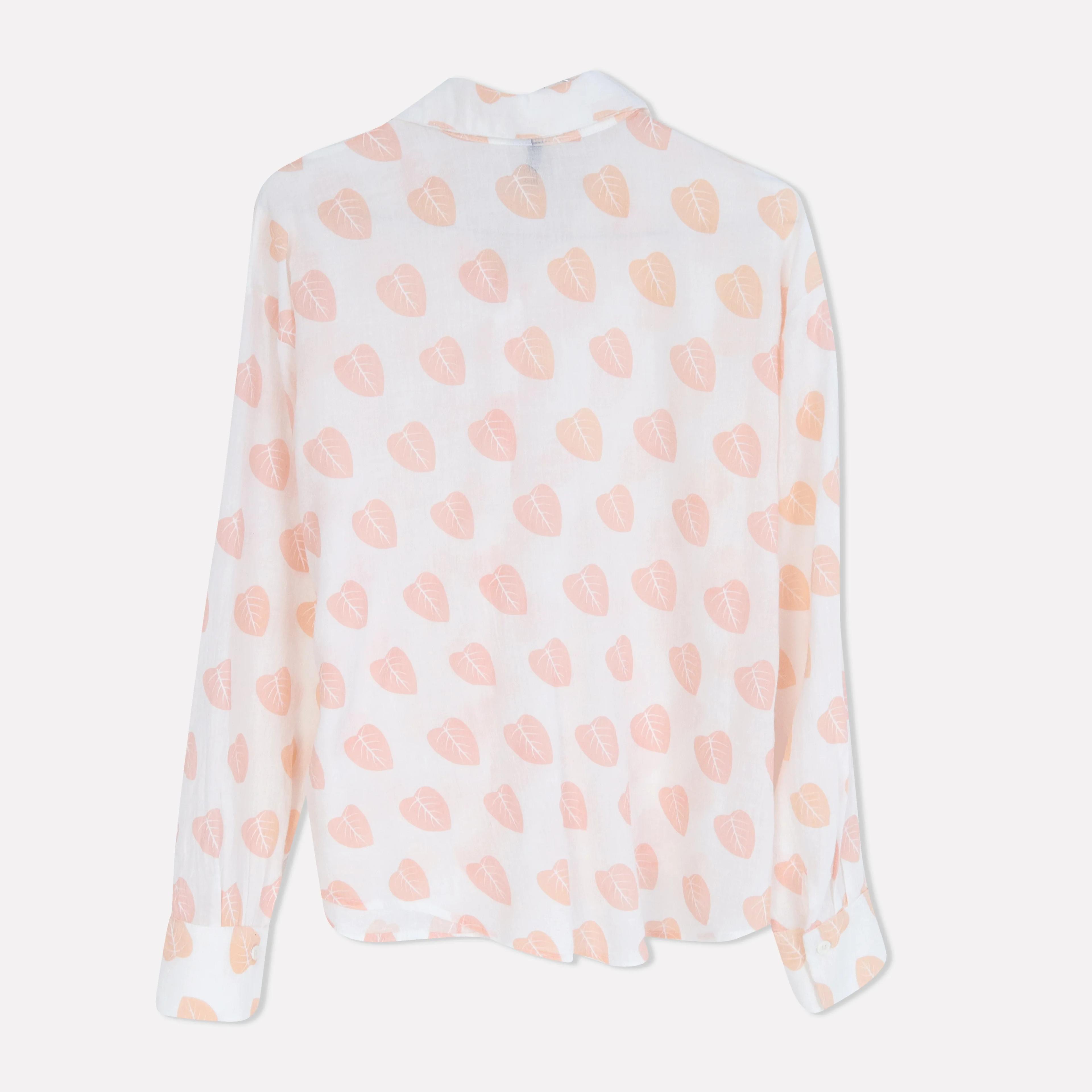 Heart Print Collared Button-Down Shirt Thumbnail 2