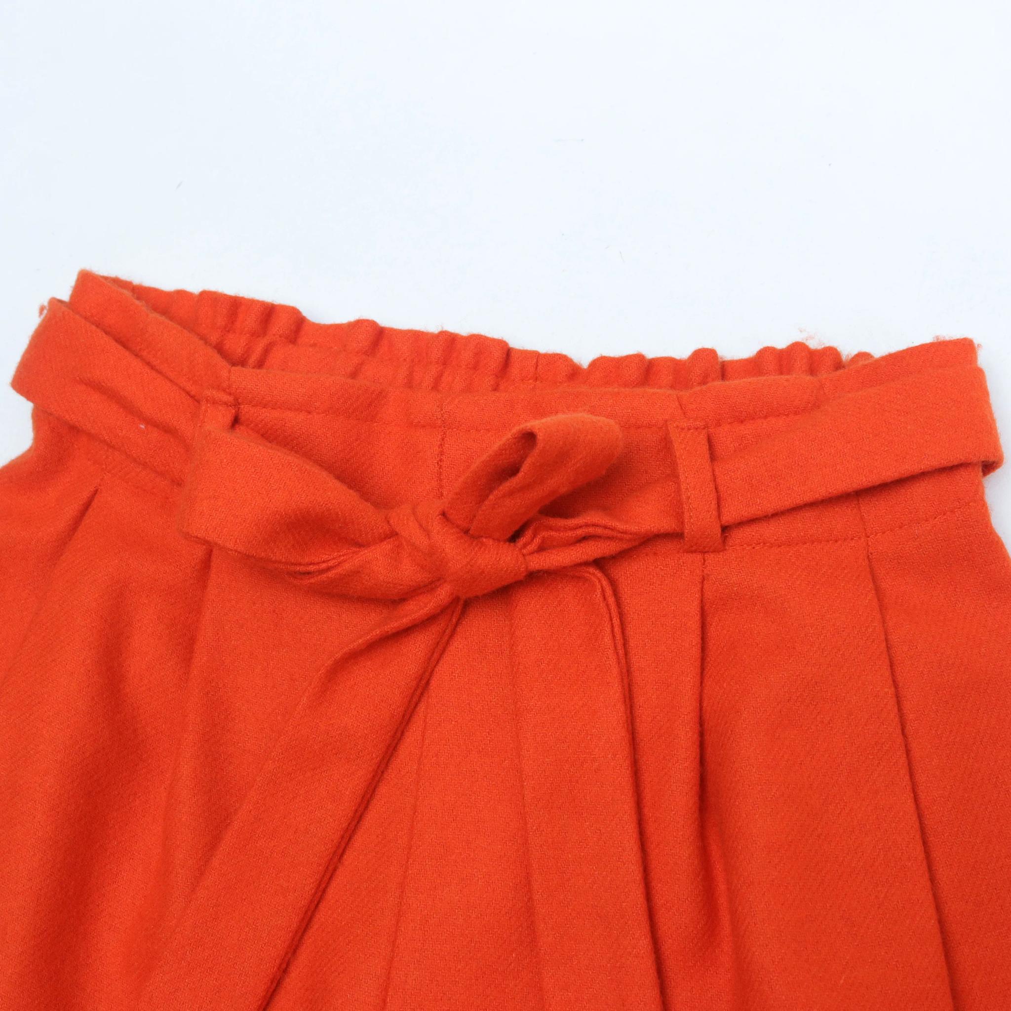 بنطلون واسع الساق من مزيج الصوف للبنات مع حزام media preview 2