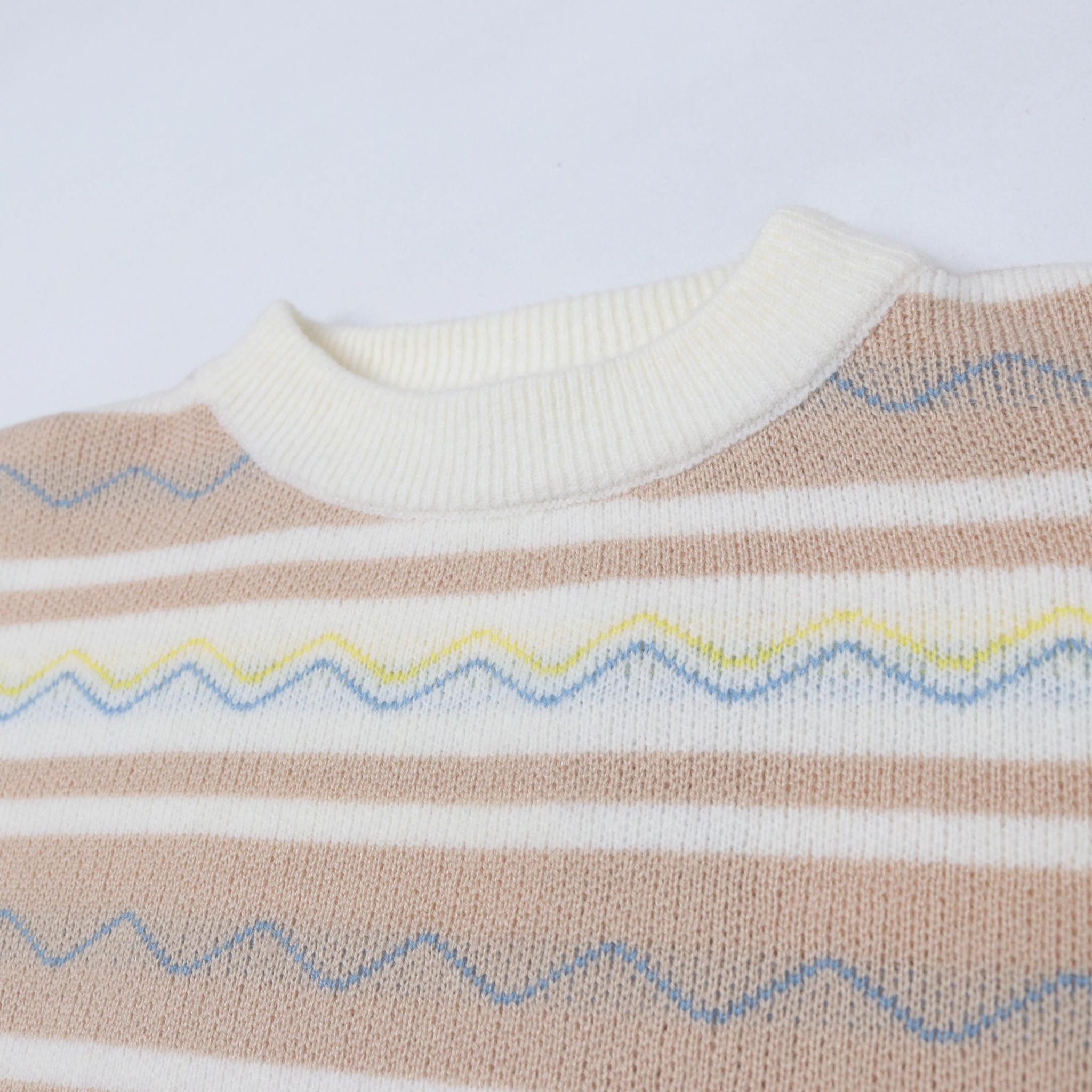 سترة مخططة محبوكة برقبة دائرية للأولاد media preview 2