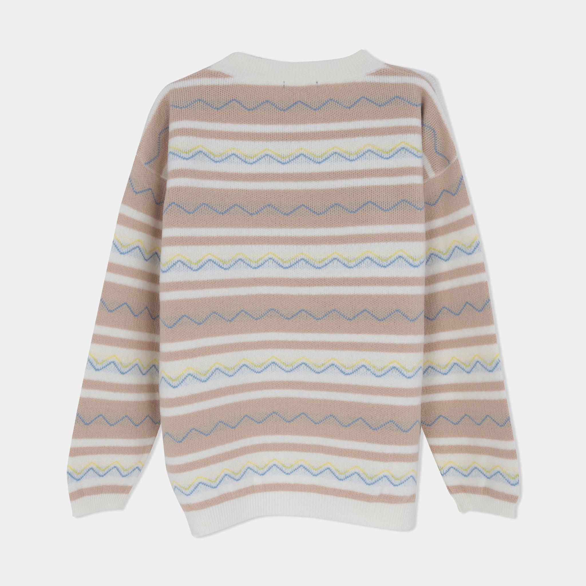 سترة مخططة محبوكة برقبة دائرية للأولاد media preview 3