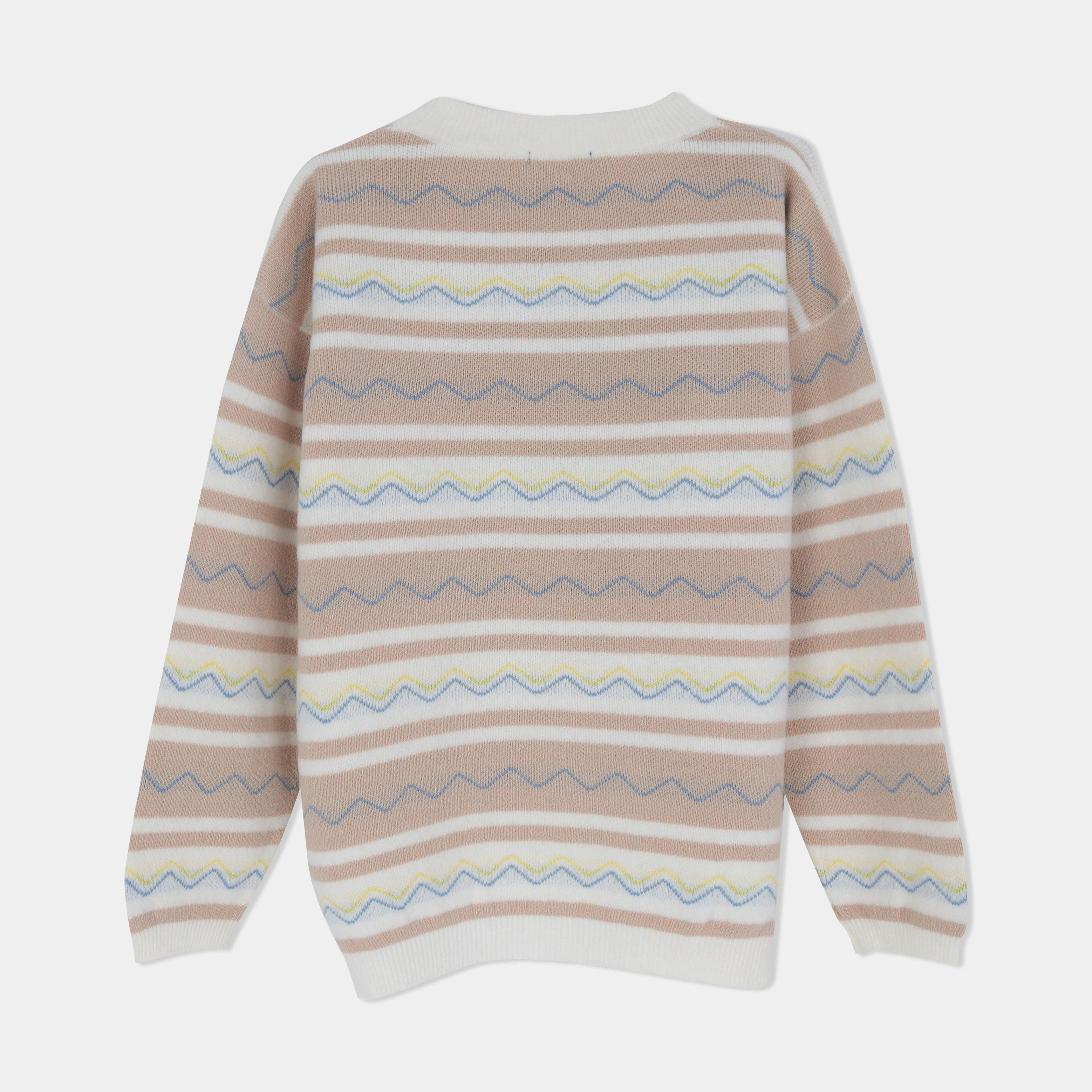 سترة مخططة محبوكة برقبة دائرية للأولاد Thumbnail 3