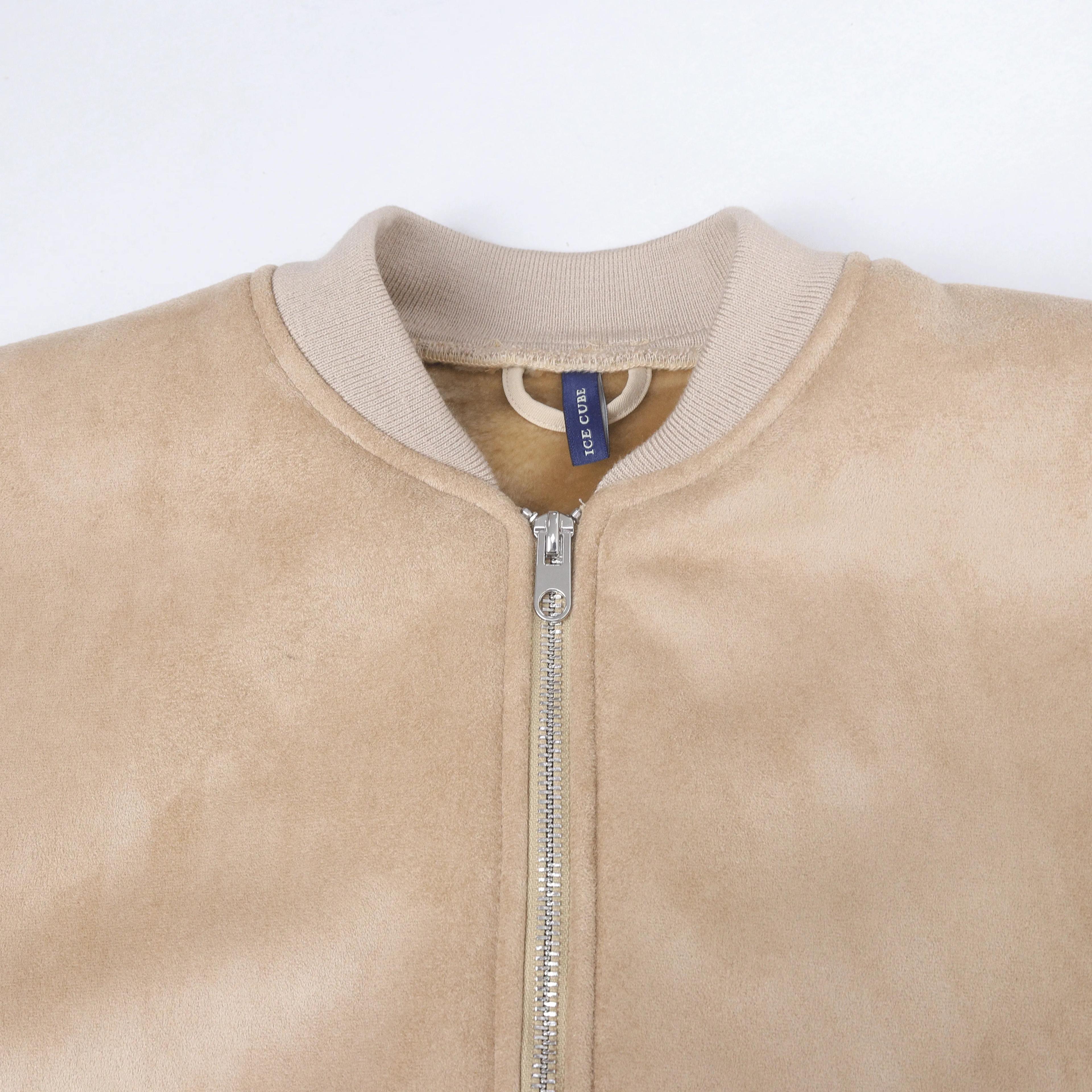 Women's Faux Suede Bomber Jacket Thumbnail 2