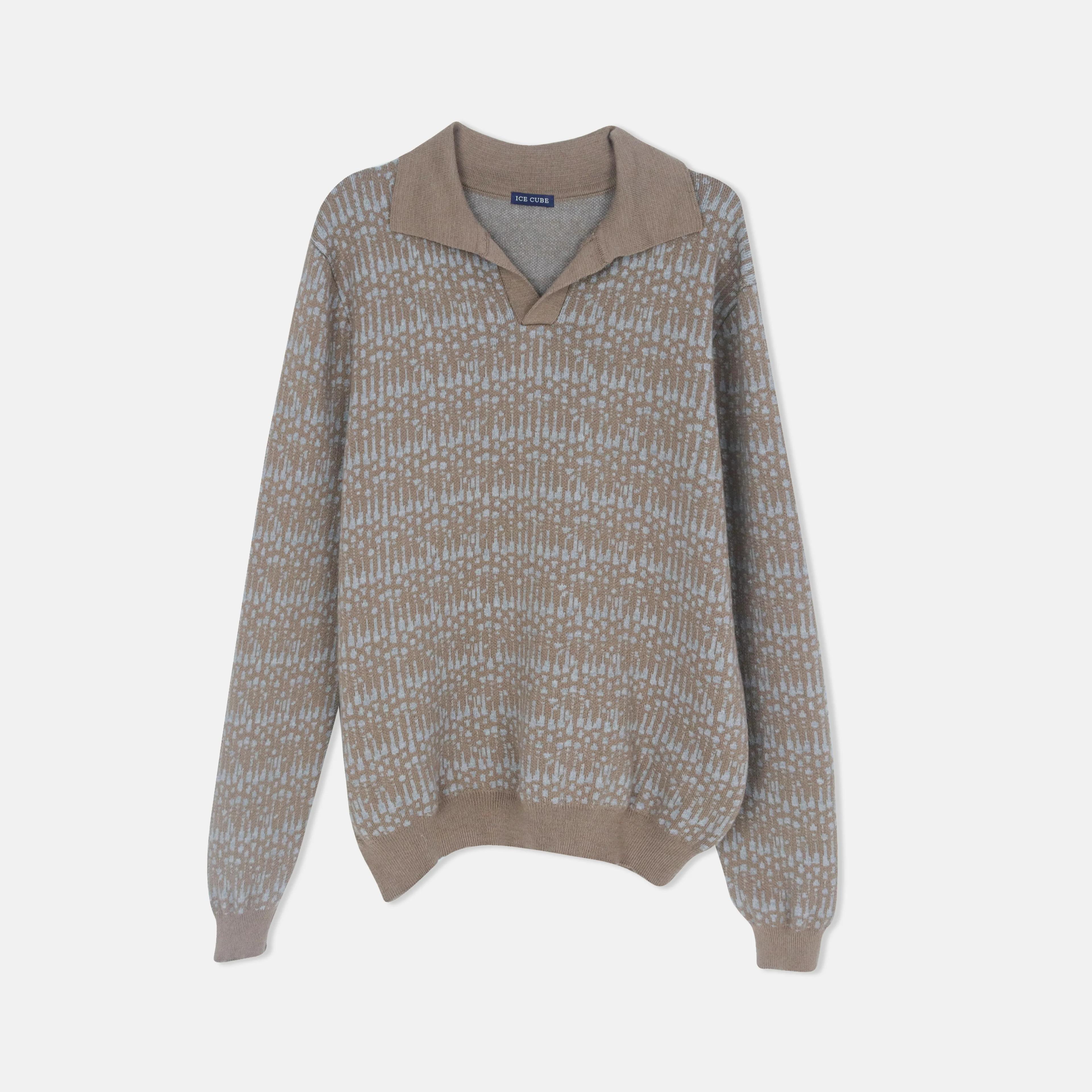 Men's Collared Patterned Sweater Thumbnail 1