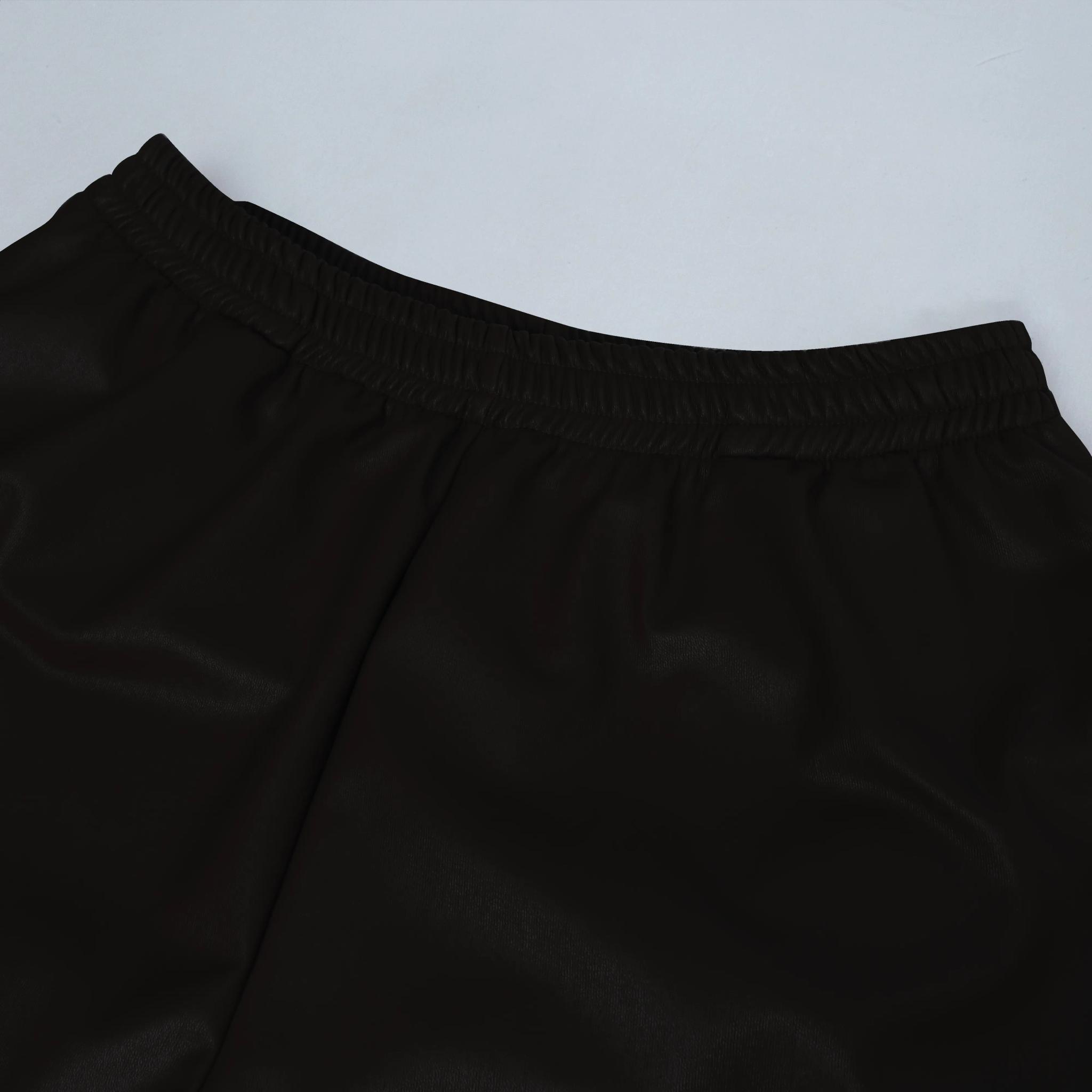 بنطلون من الجلد الصناعي المتدفق مع خصر مرن media preview 2