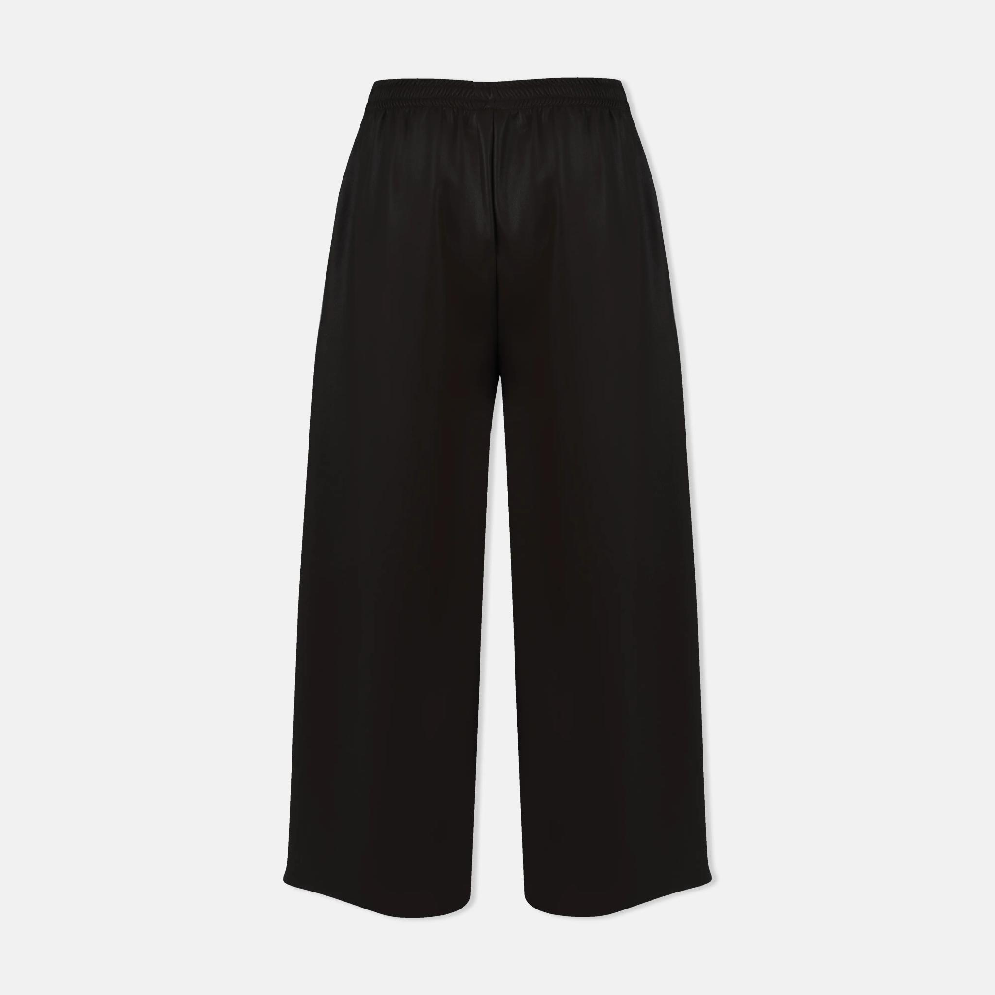 بنطلون من الجلد الصناعي المتدفق مع خصر مرن media preview 3