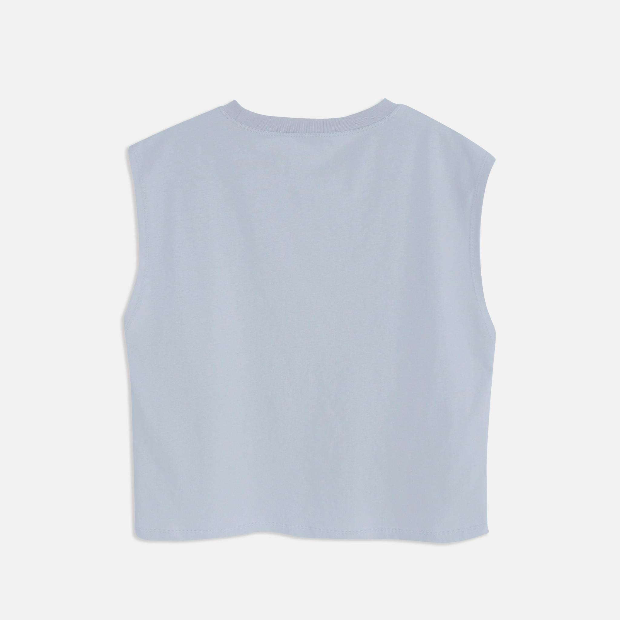 تي شيرت نسائي بدون أكمام بلون سادة media preview 3