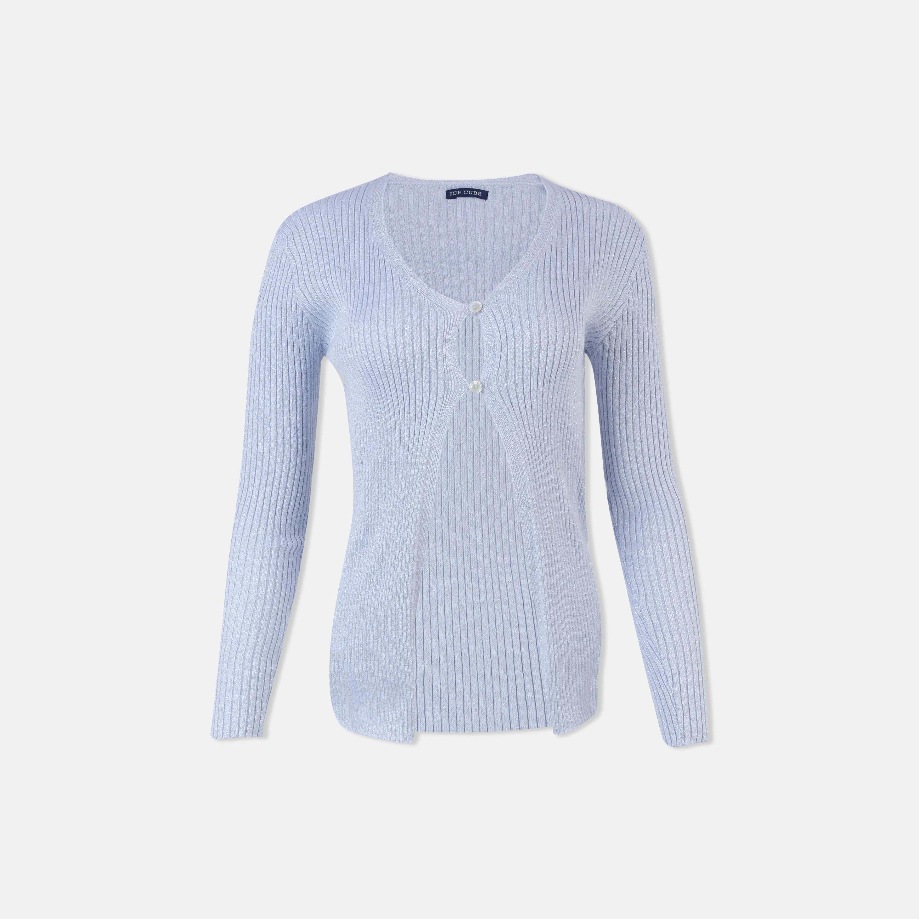 Women's Ribbed V-Neck Cardigan Thumbnail 1