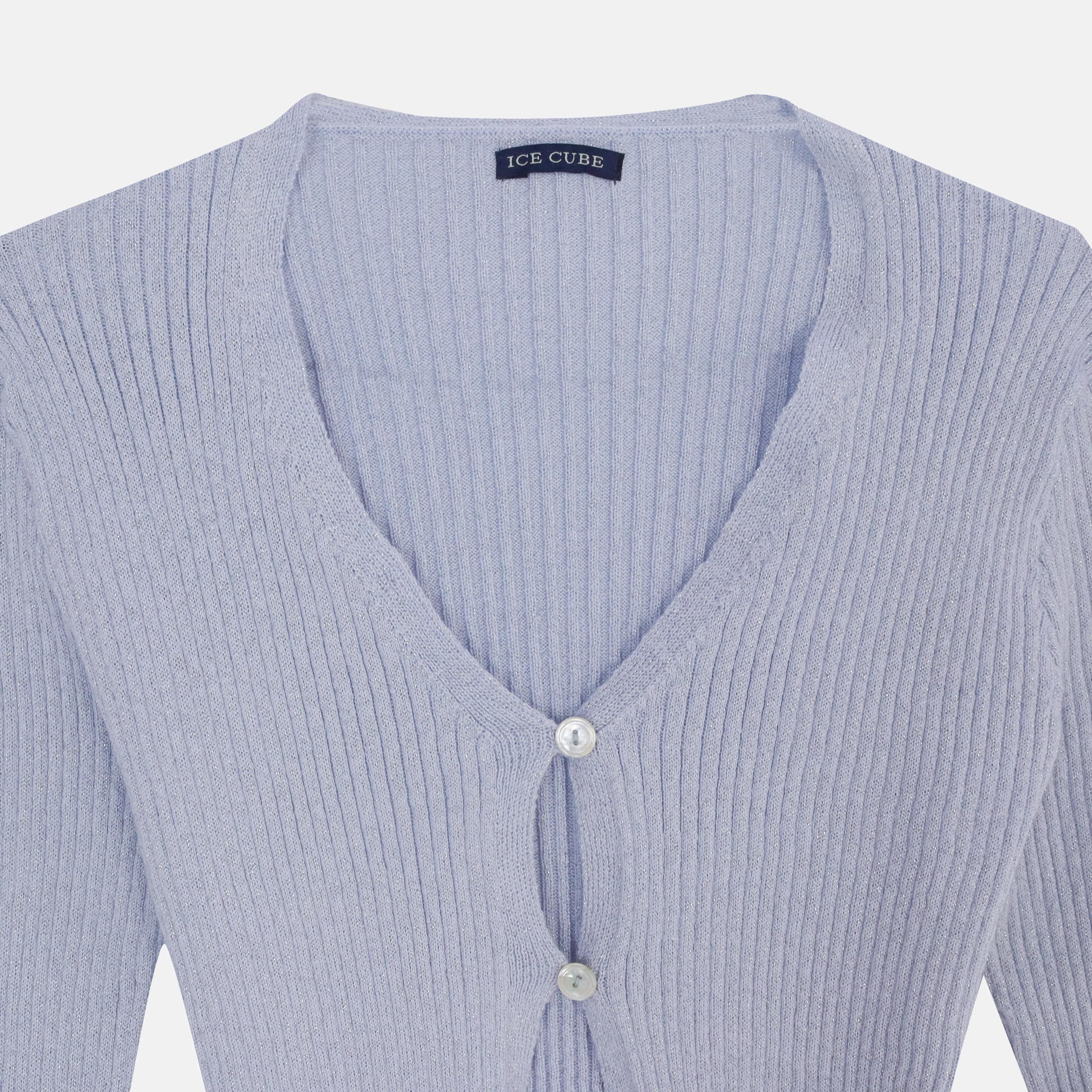 Women's Ribbed V-Neck Cardigan Thumbnail 2