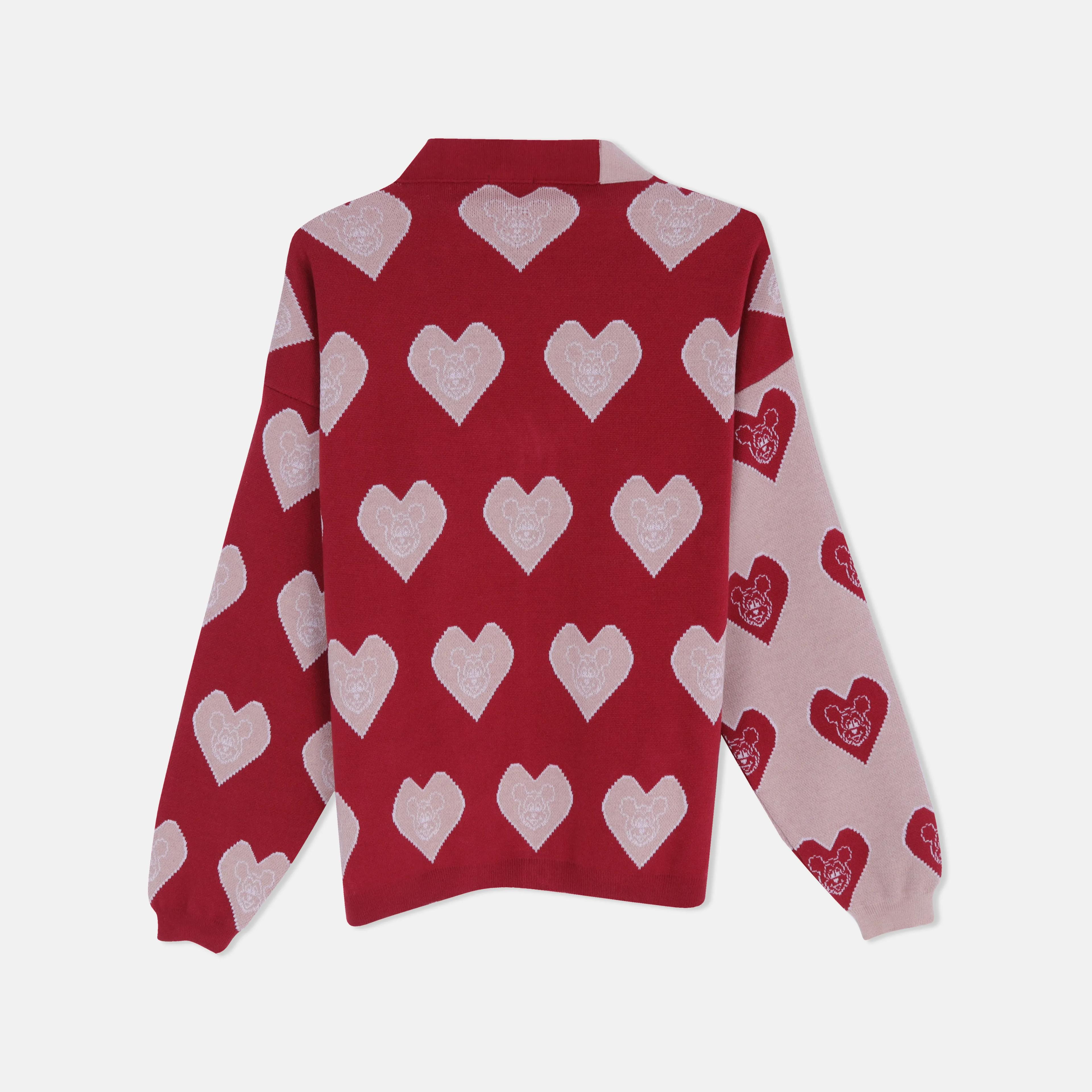 Women's Heart-Patterned Knit Cardigan Thumbnail 4