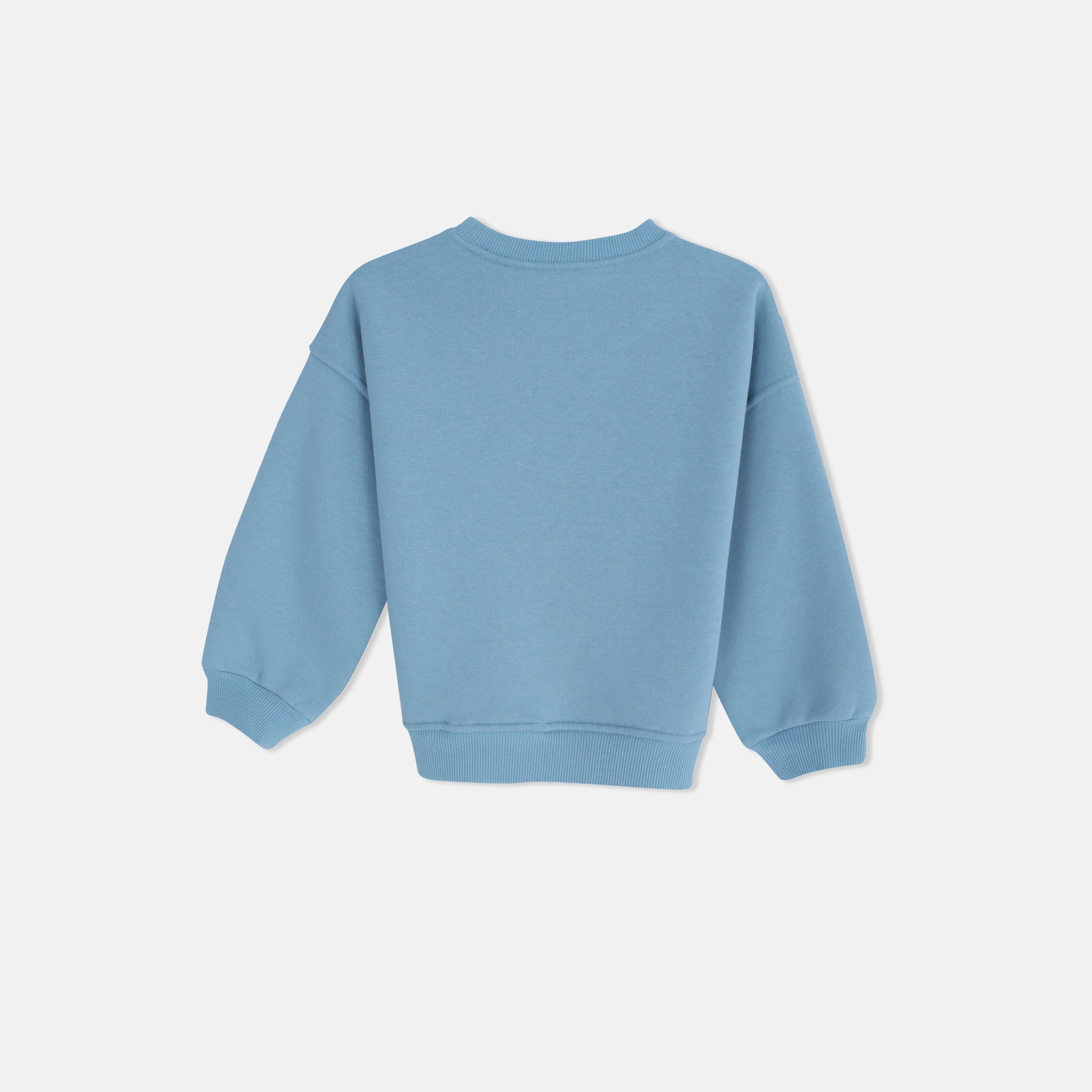 Boys' Graphic Cotton Blend Sweater - Crew Neck Thumbnail 4
