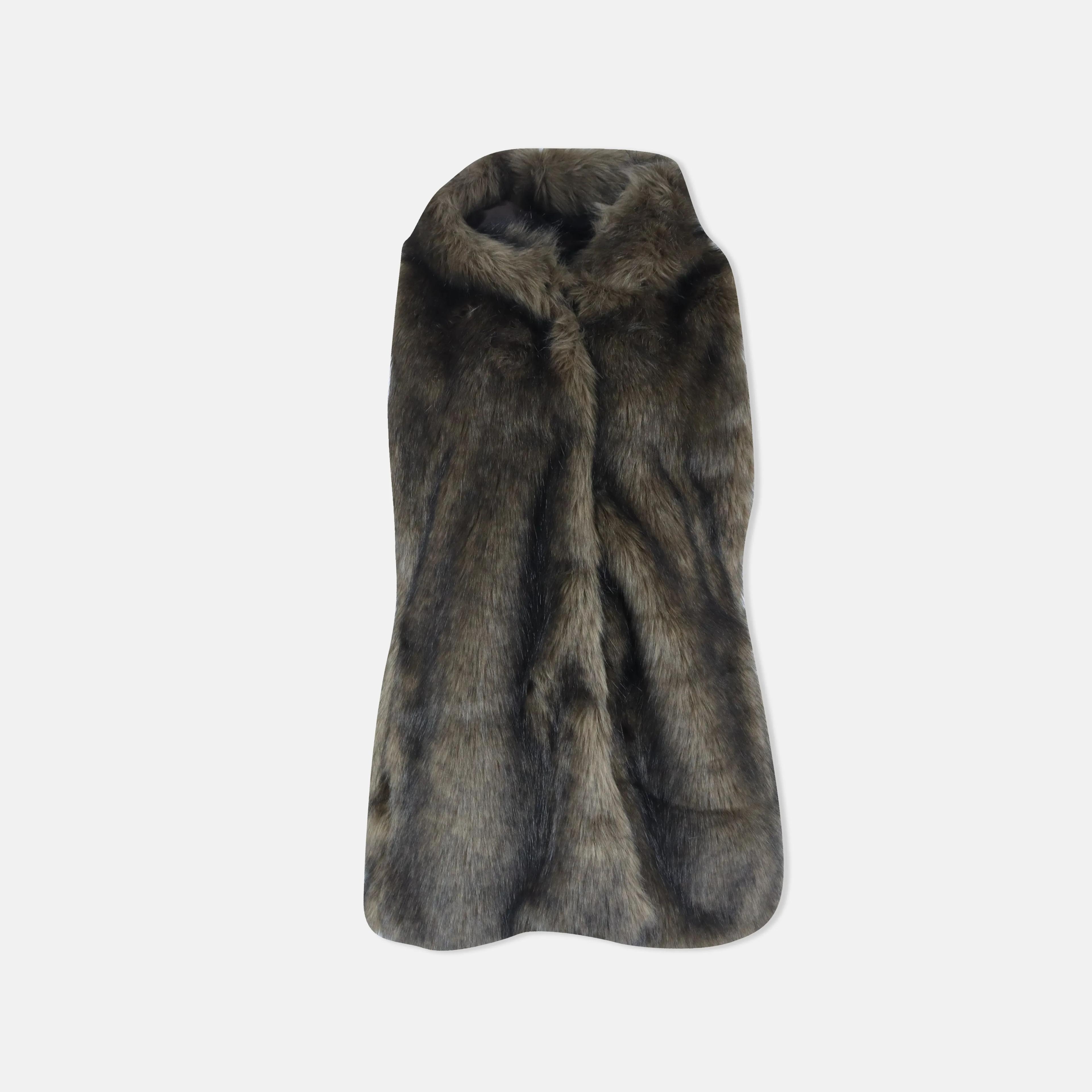 Plush Faux Fur Sleeveless Jacket Thumbnail 1