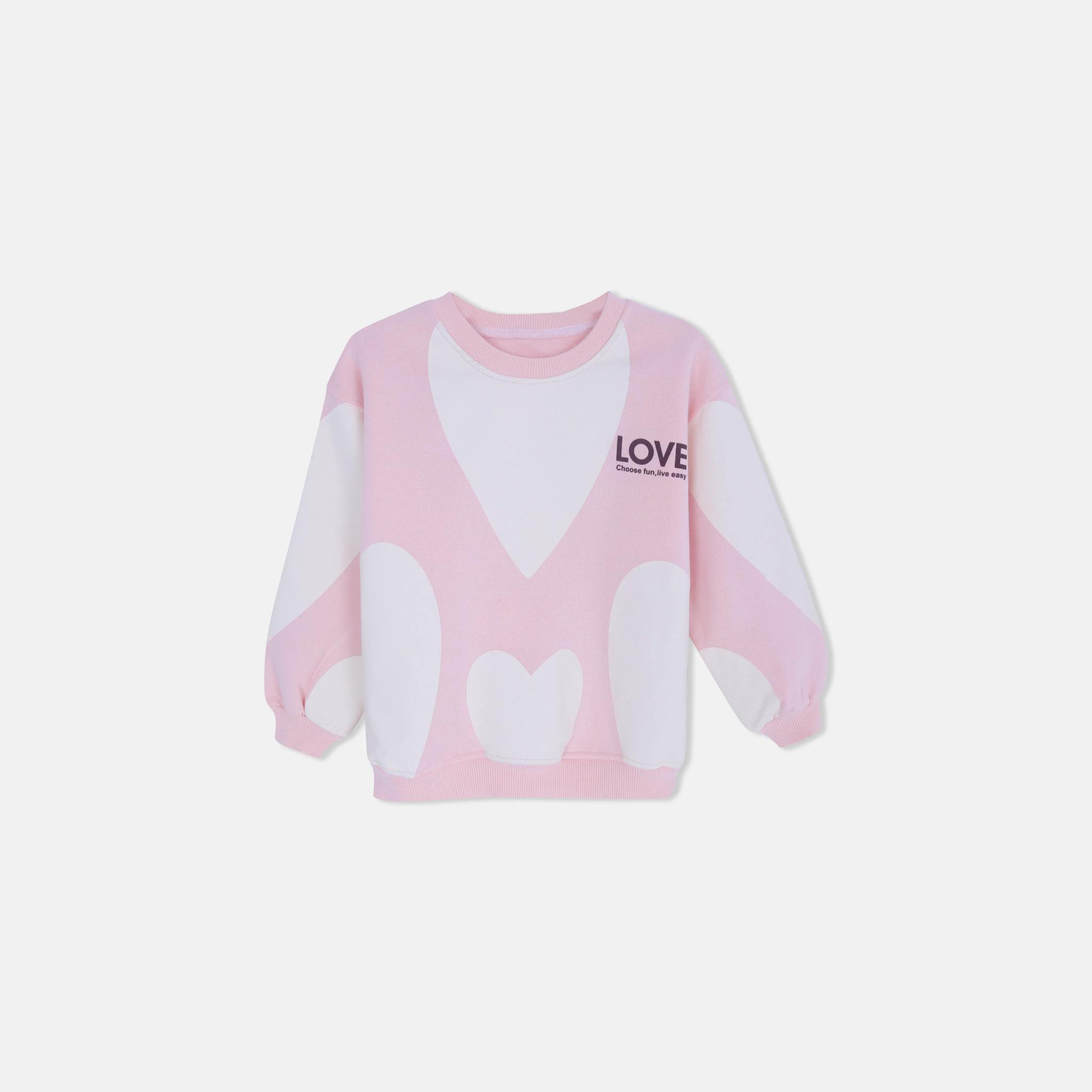 Girls' "Love" Heart Graphic Sweater alternative product image