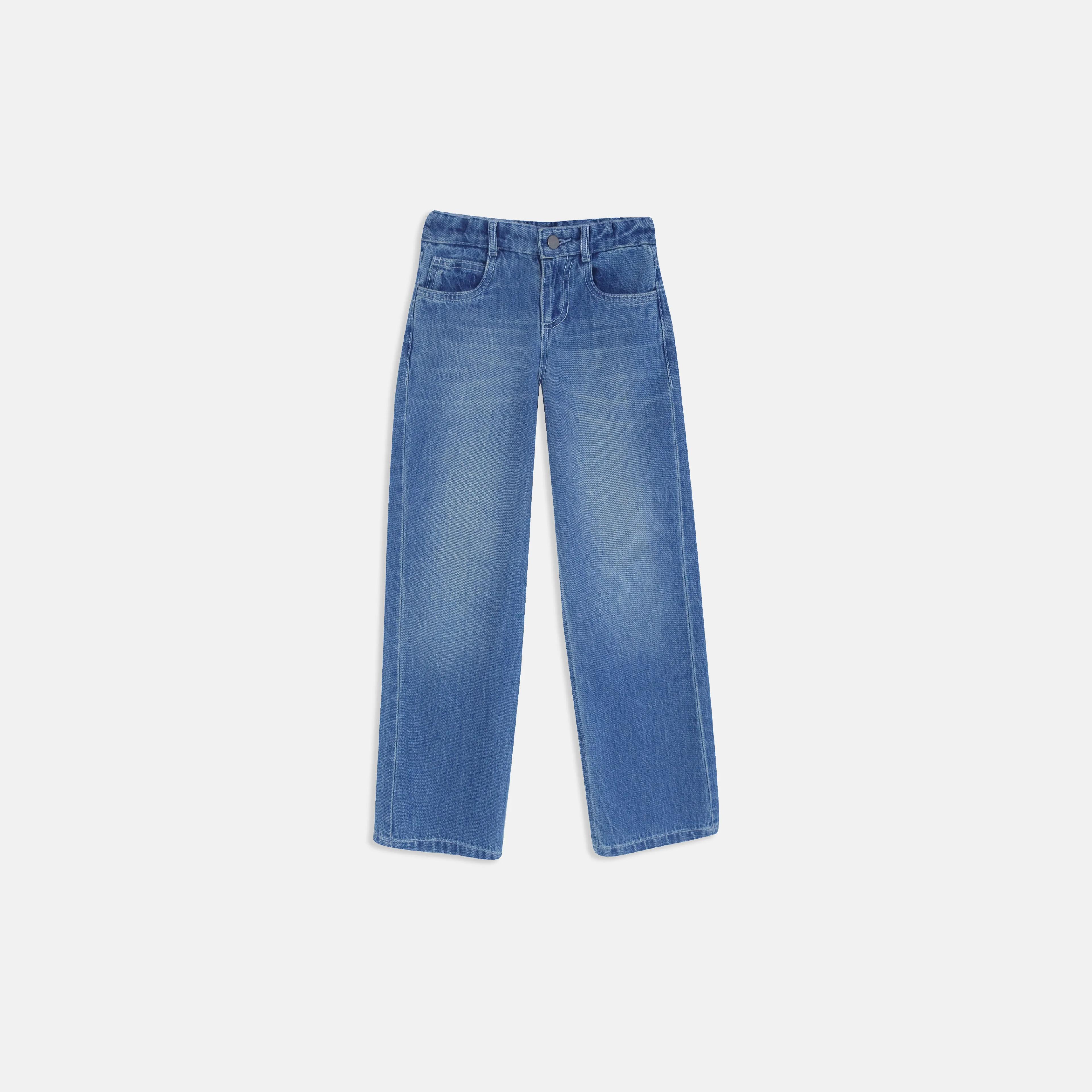 بنطلون جينز واسع الساق بتصميم كلاسيكي للفتيات Thumbnail 1