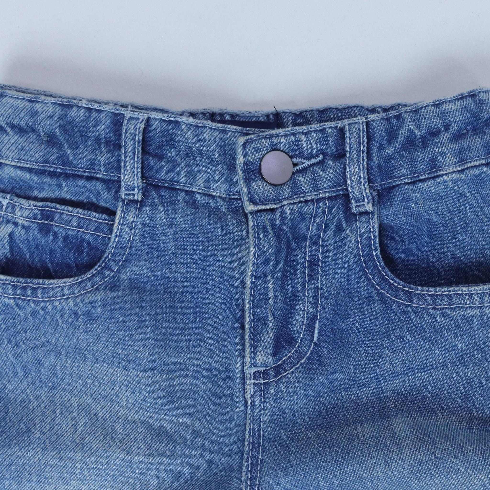 بنطلون جينز واسع الساق بتصميم كلاسيكي للفتيات media preview 2