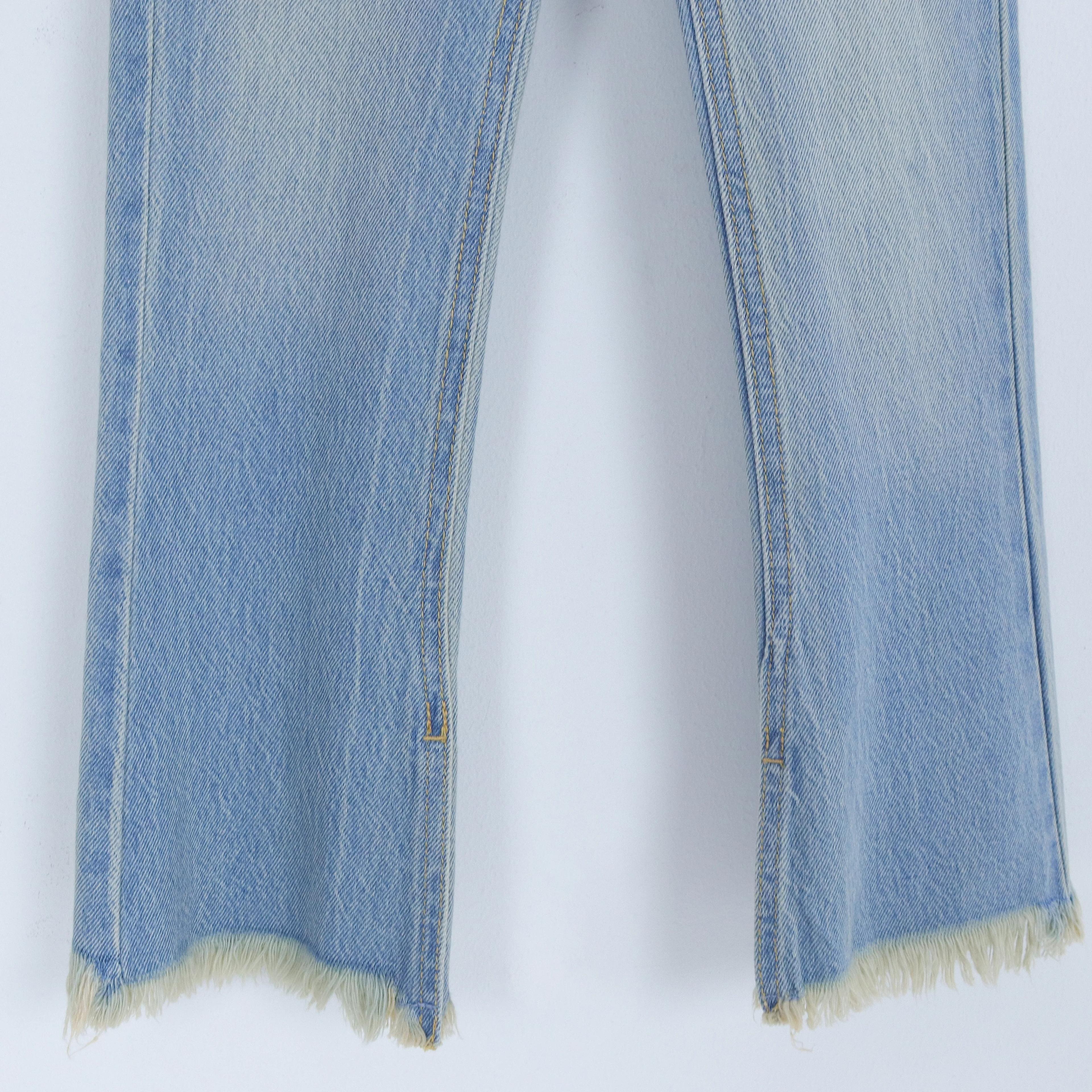 بنطلون جينز قصير واسع للبنات - دينم بحافة خام Thumbnail 3