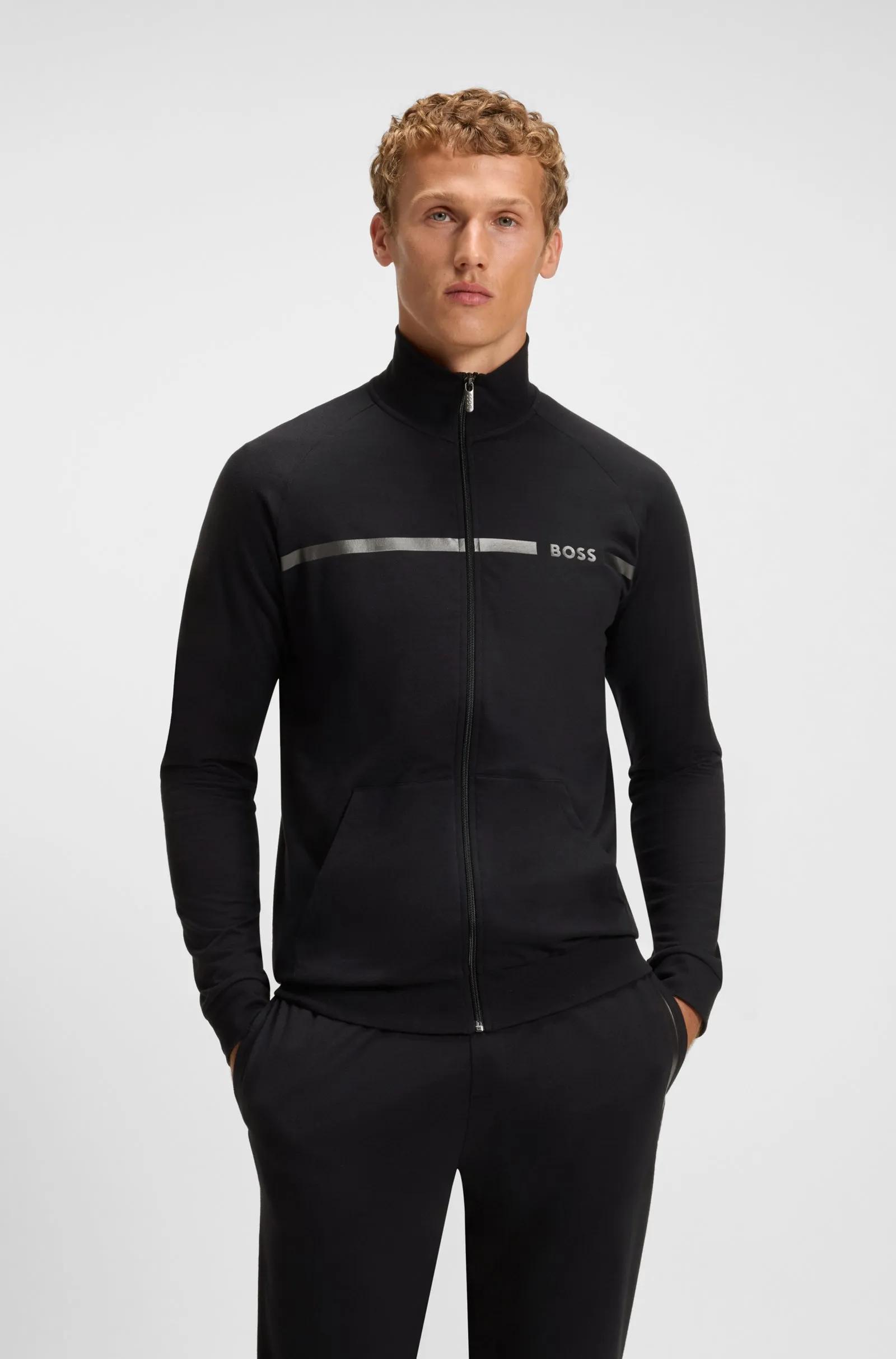 سترة BOSS مخططة وشعار Thumbnail 1