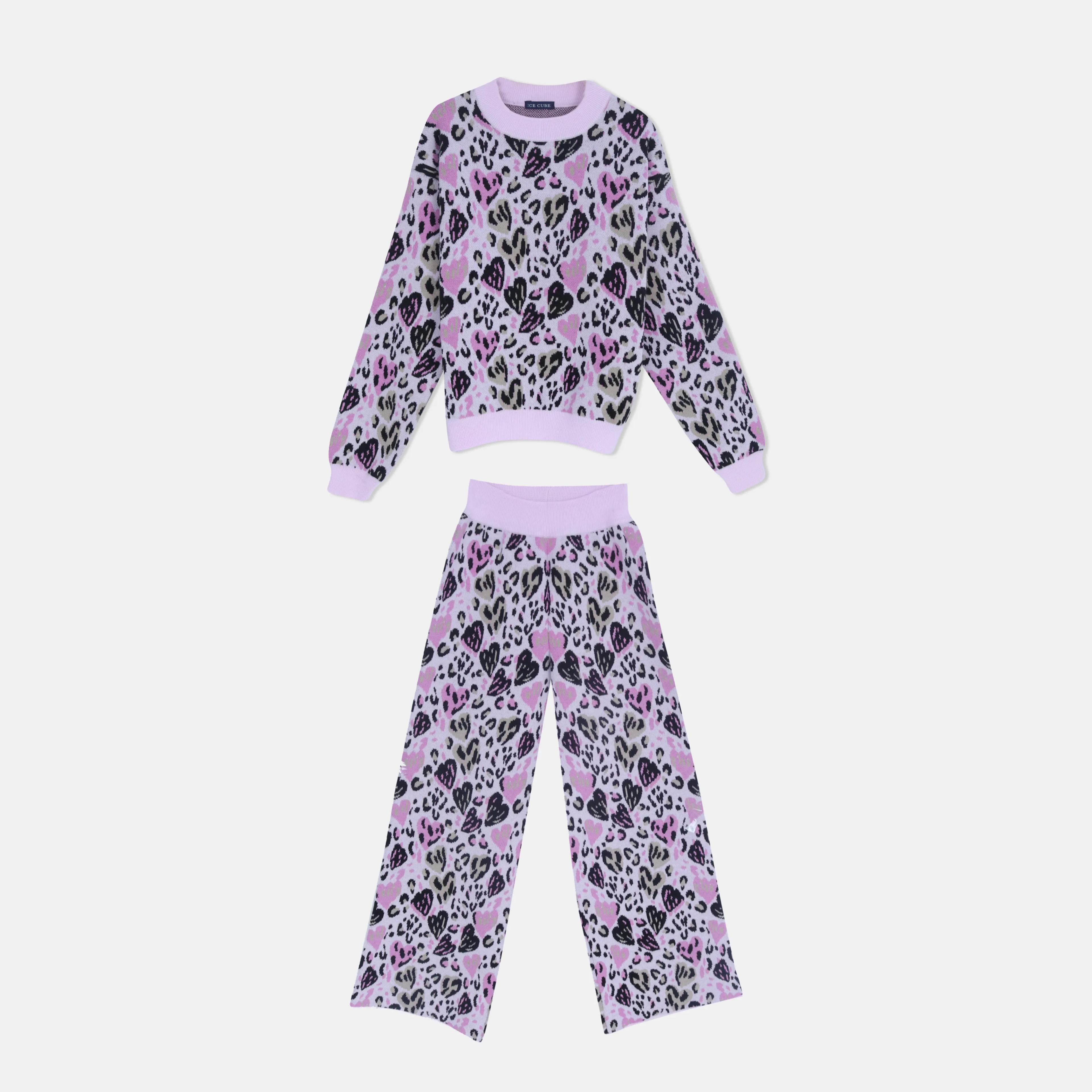 سترة قطنية مريحة للبنات - أكمام مخططة متباينة Thumbnail 1