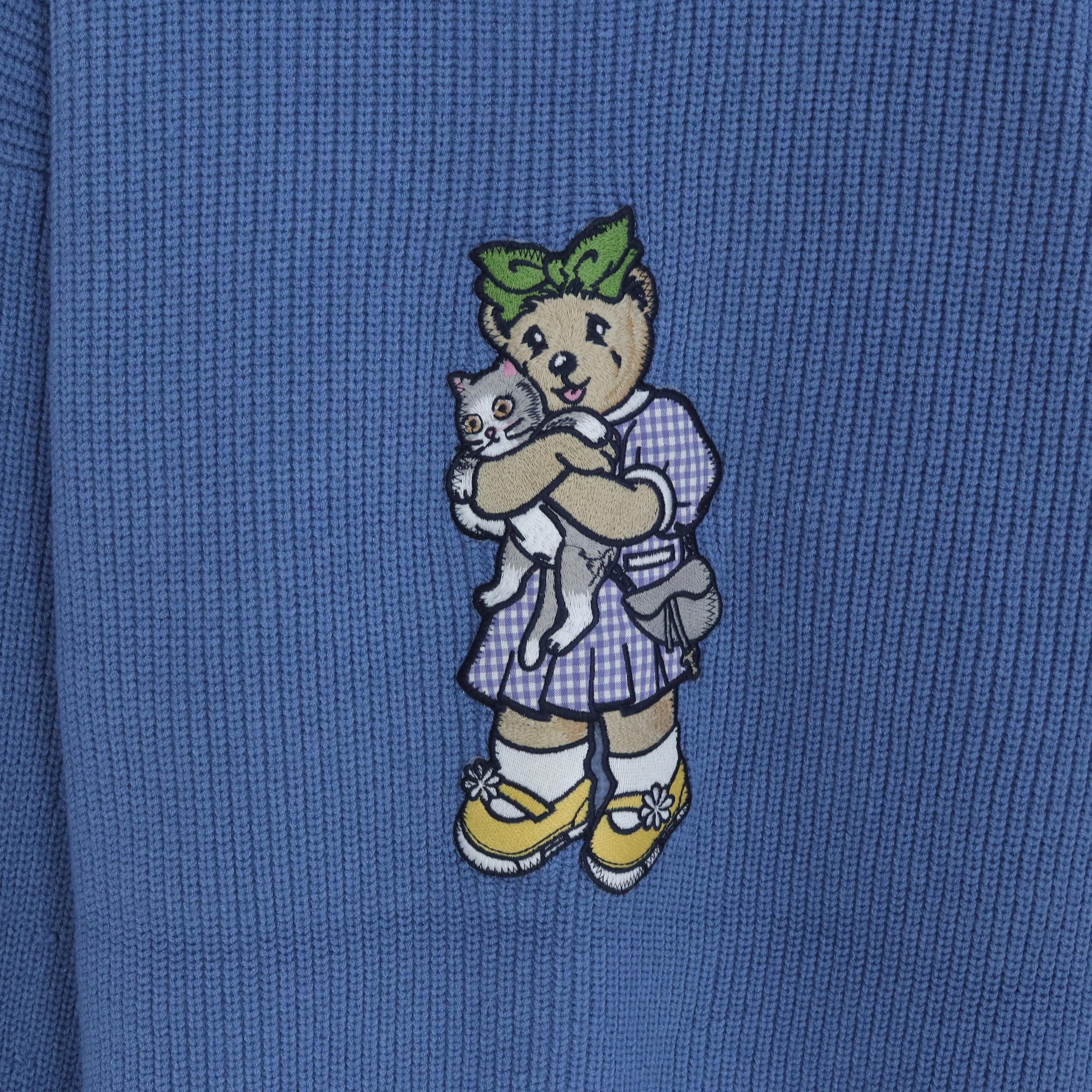 سترة نسائية طويلة محبوكة بطبعة دب Thumbnail 3