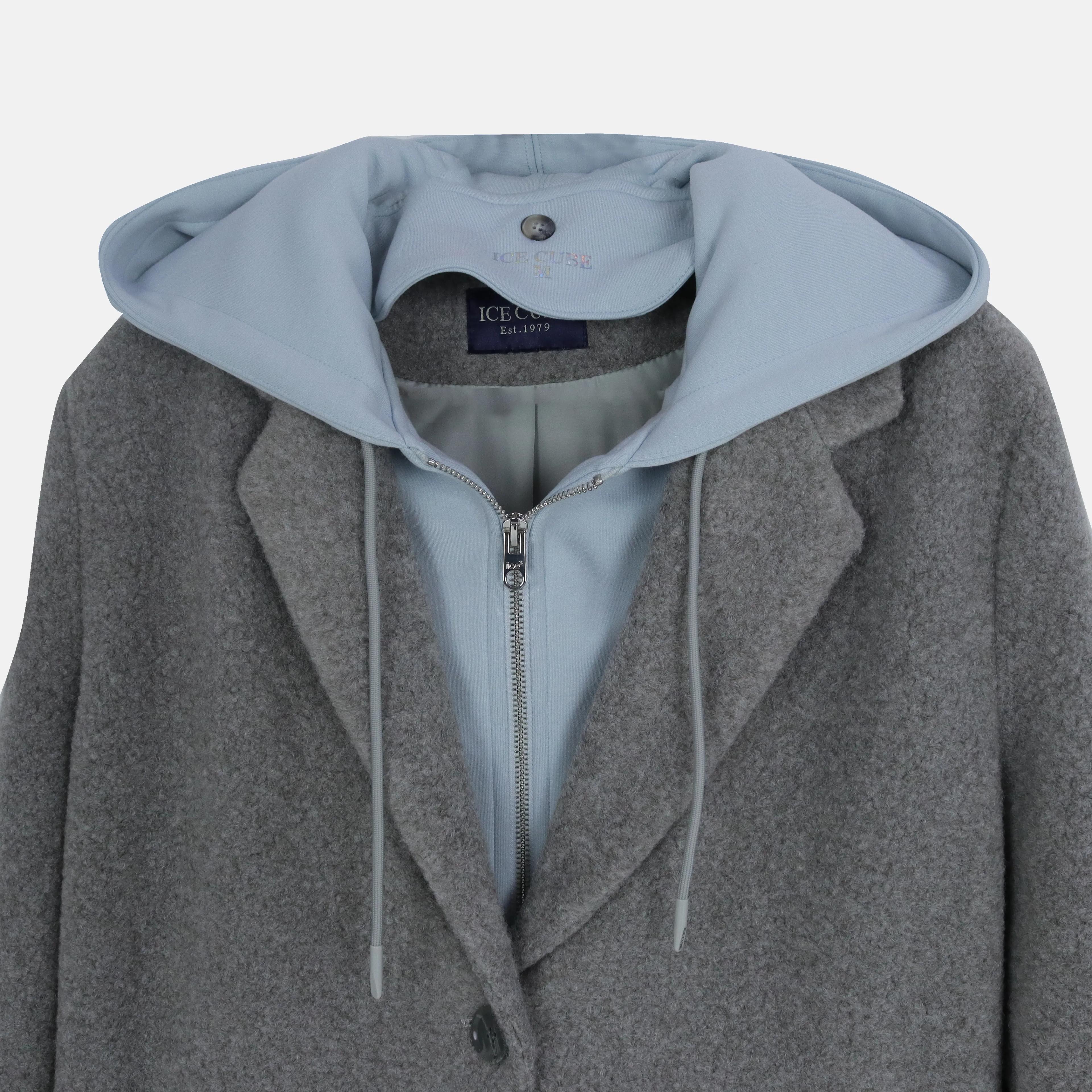 معطف نسائي من الصوف الصناعي مع هودي داخلي Thumbnail 2