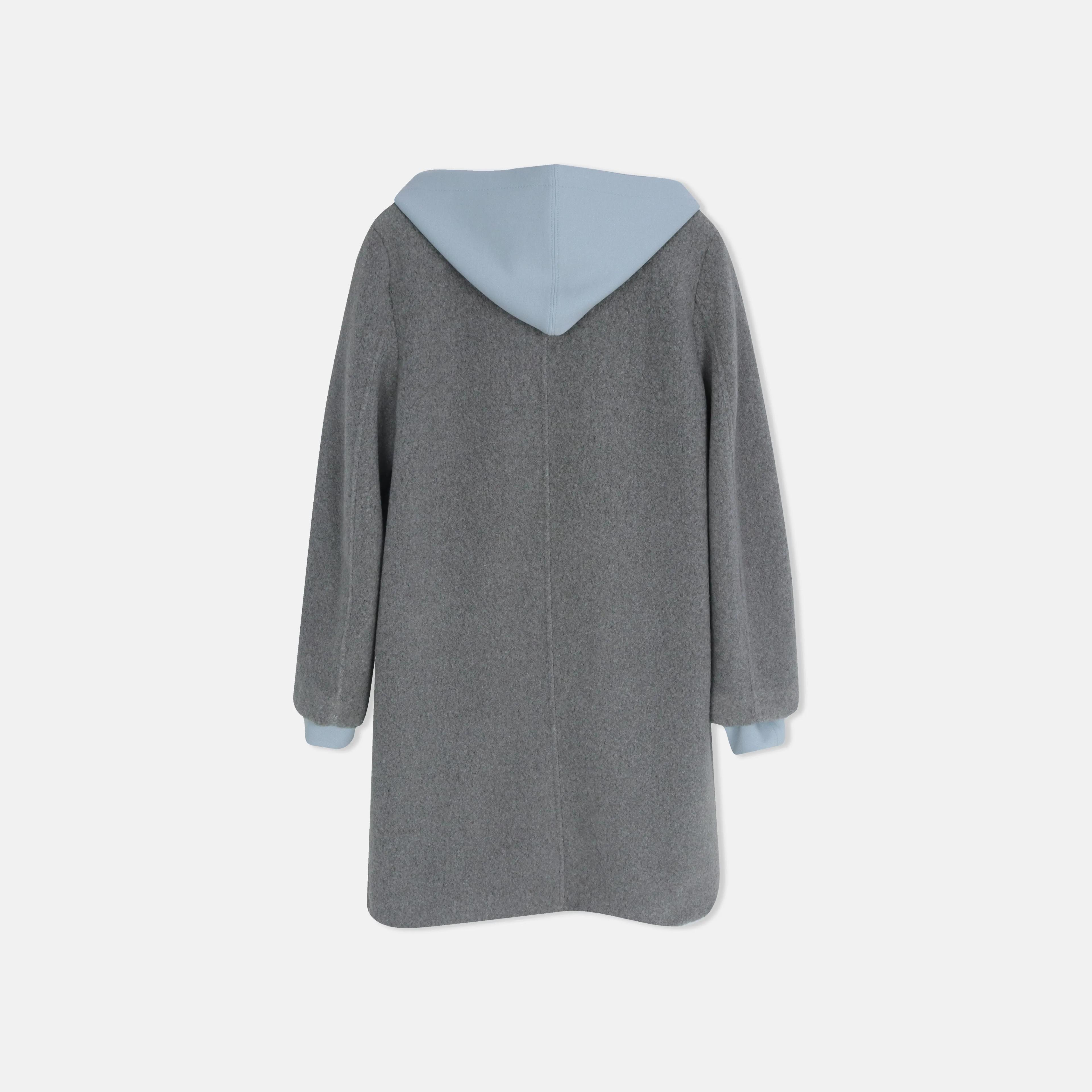 معطف نسائي من الصوف الصناعي مع هودي داخلي Thumbnail 4