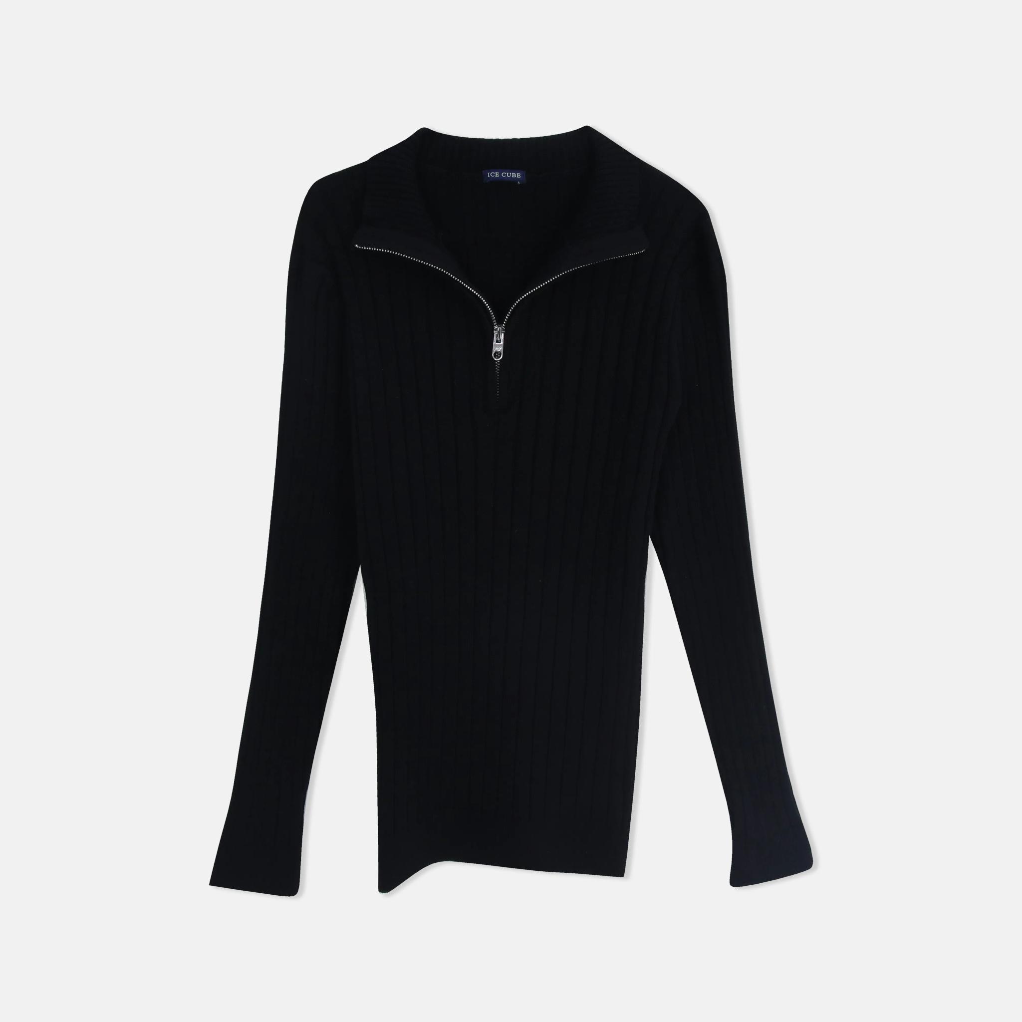 سترة رجالية محبوكة بنصف سحاب مضلع alternative product image