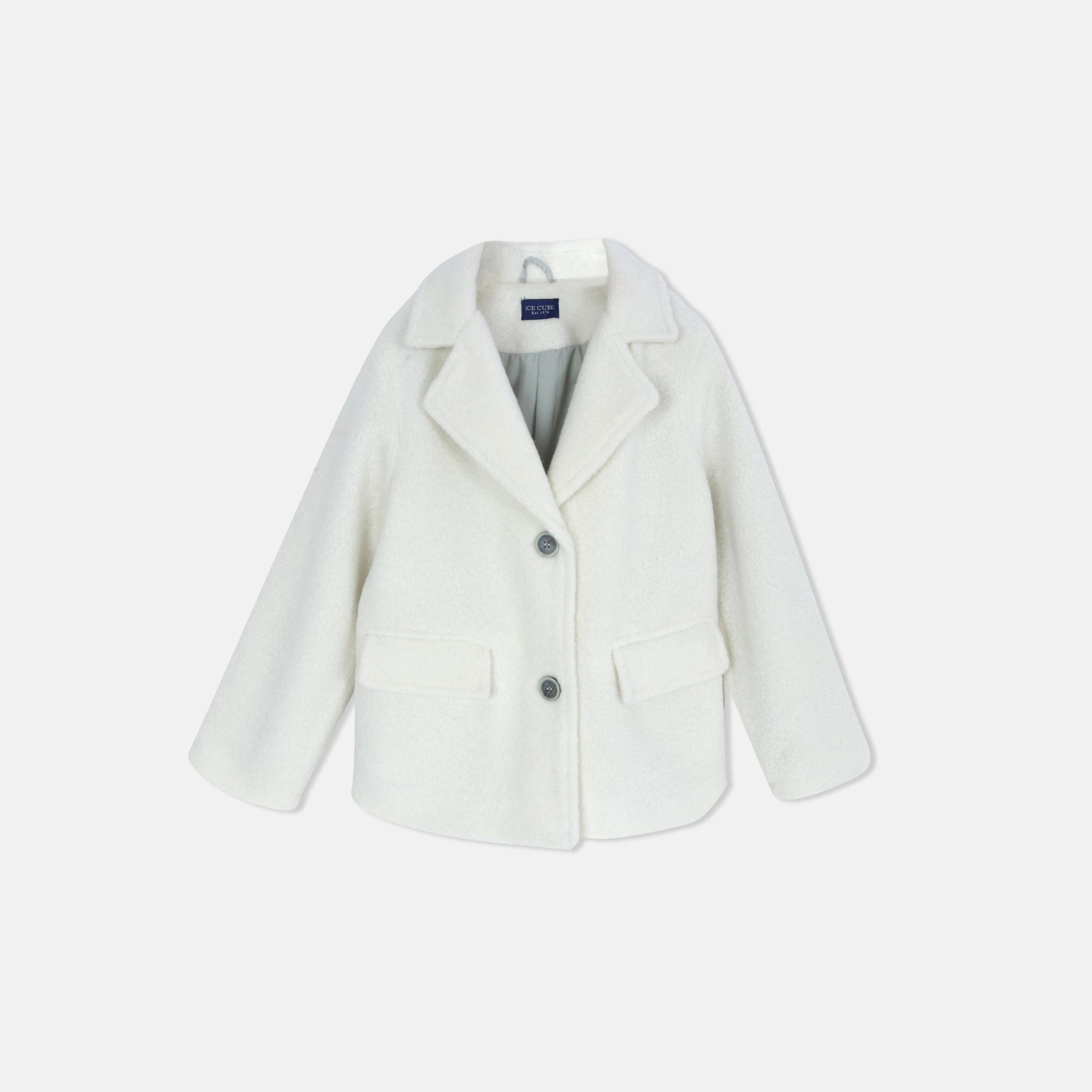 جاكيت صوف للبنات بياقة وأزرار أمامية. alternative product image