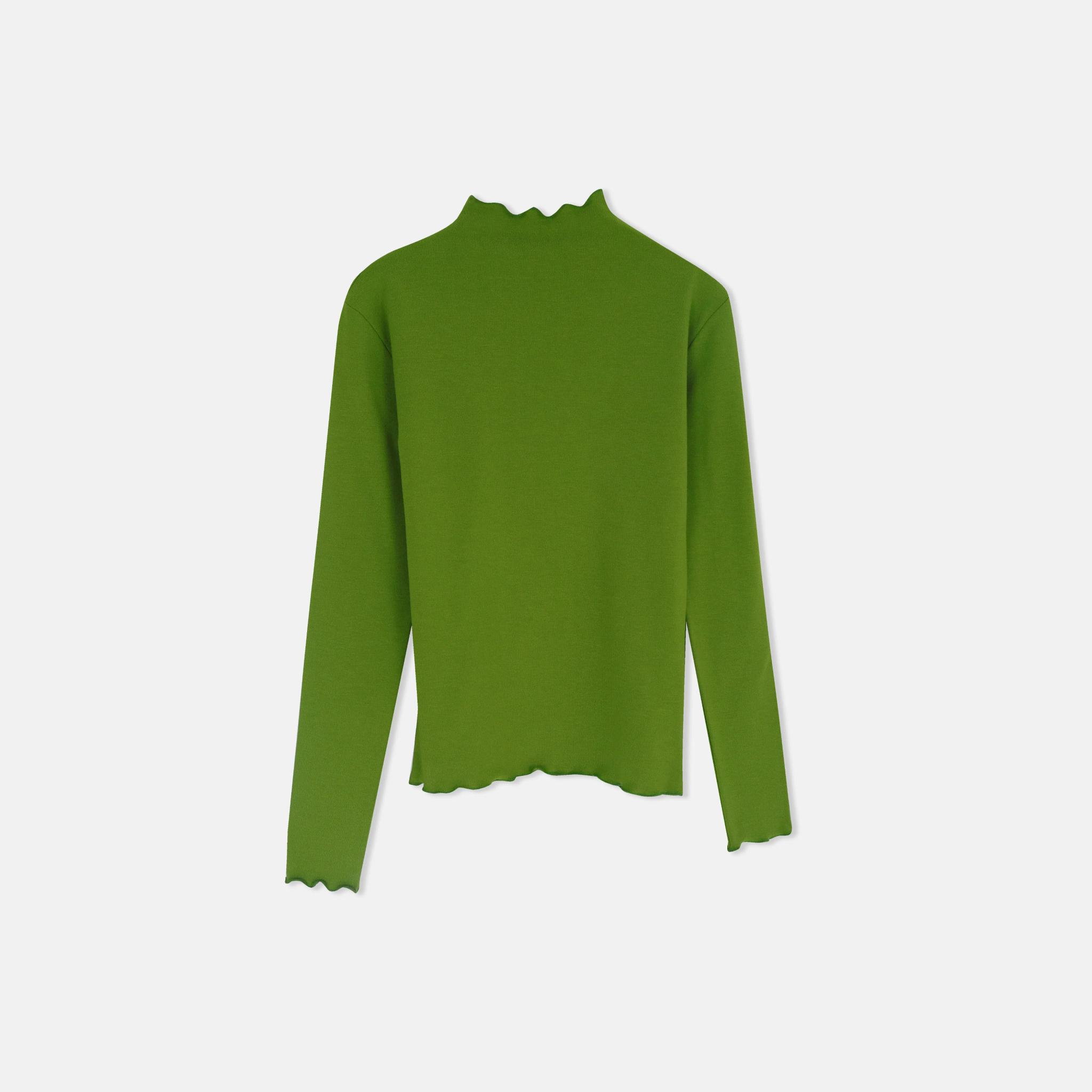 كنزة صوفية للبنات بياقة عالية وحواف مضلعة alternative product image