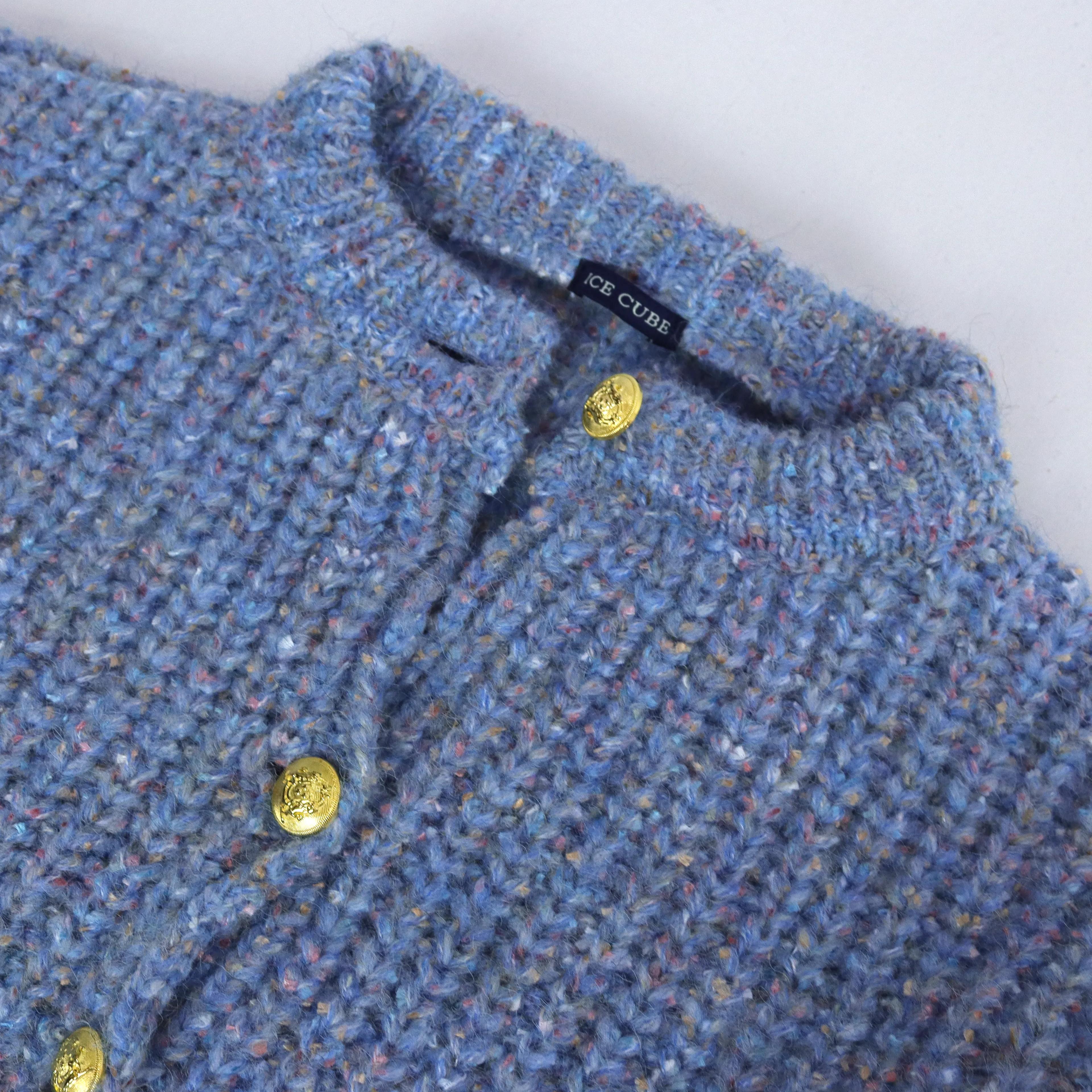 كارديجان نسائي محبوك سميك من مزيج الصوف الممزوج Thumbnail 2