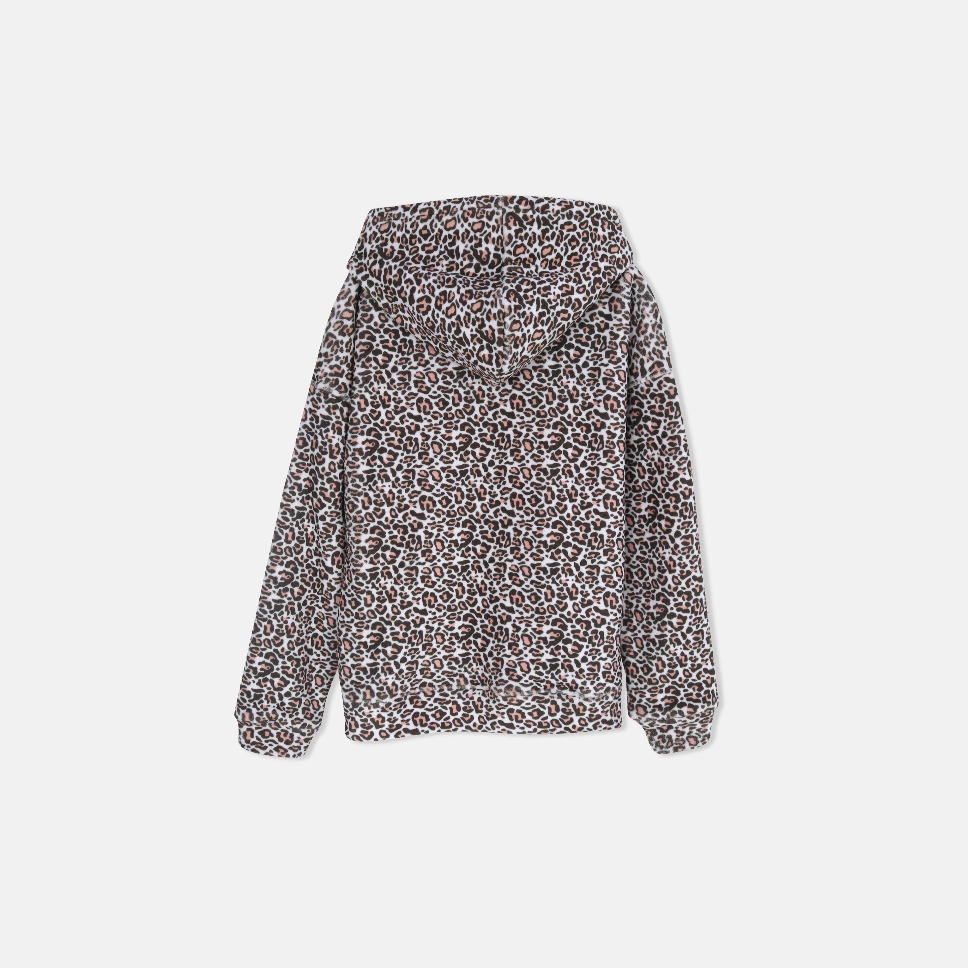 طقم مطبوع برسومات للبنات يتكون من سترة بغطاء رأس وبنطال رياضي مطابق Thumbnail 5