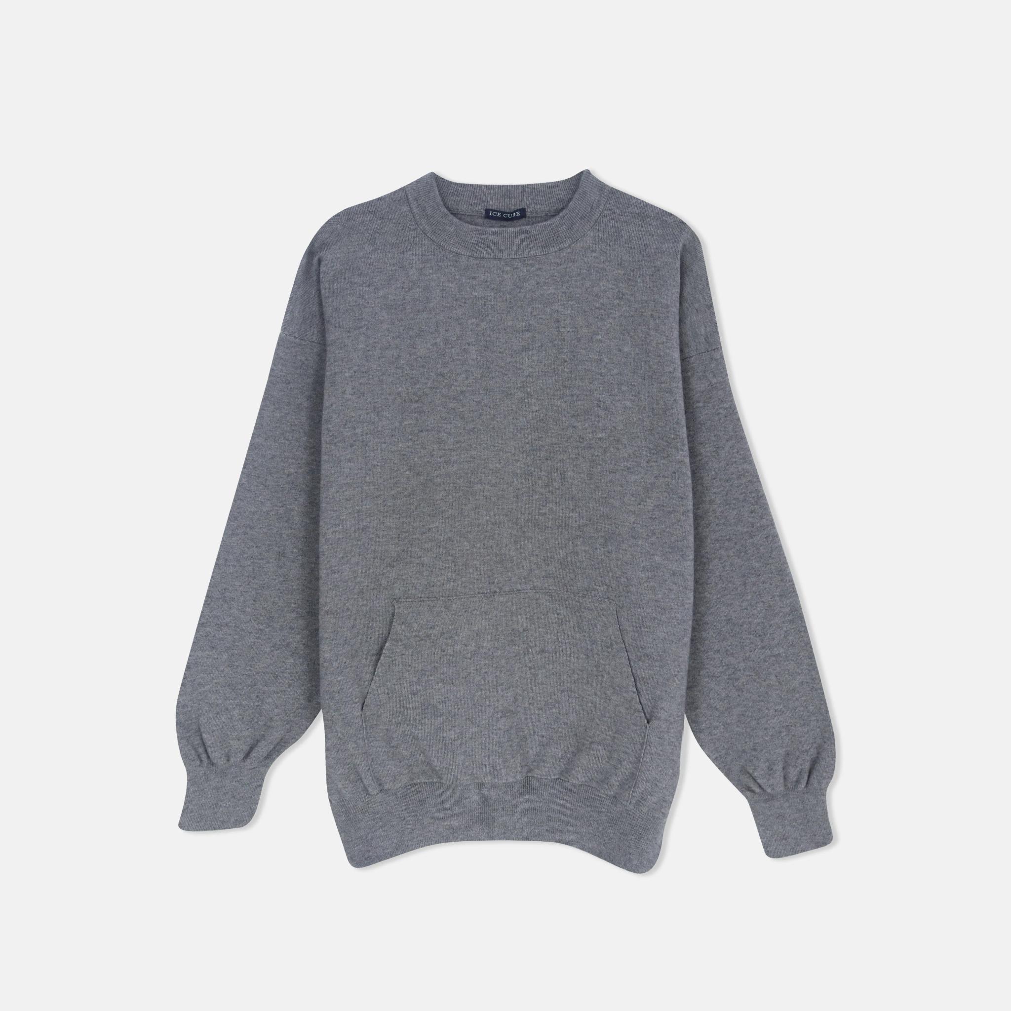 كنزة صوفية رجالية برقبة دائرية وجيب أمامي كبير alternative product image