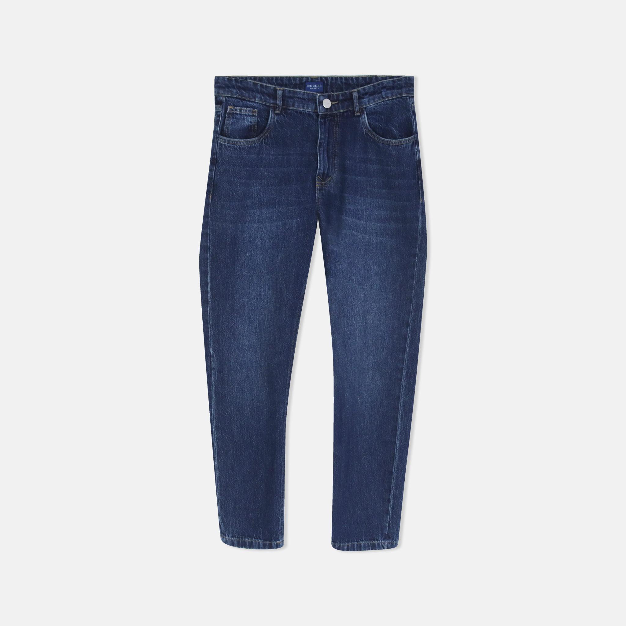 بنطلون جينز رجالي بقصة مستقيمة باللون الأزرق الداكن alternative product image