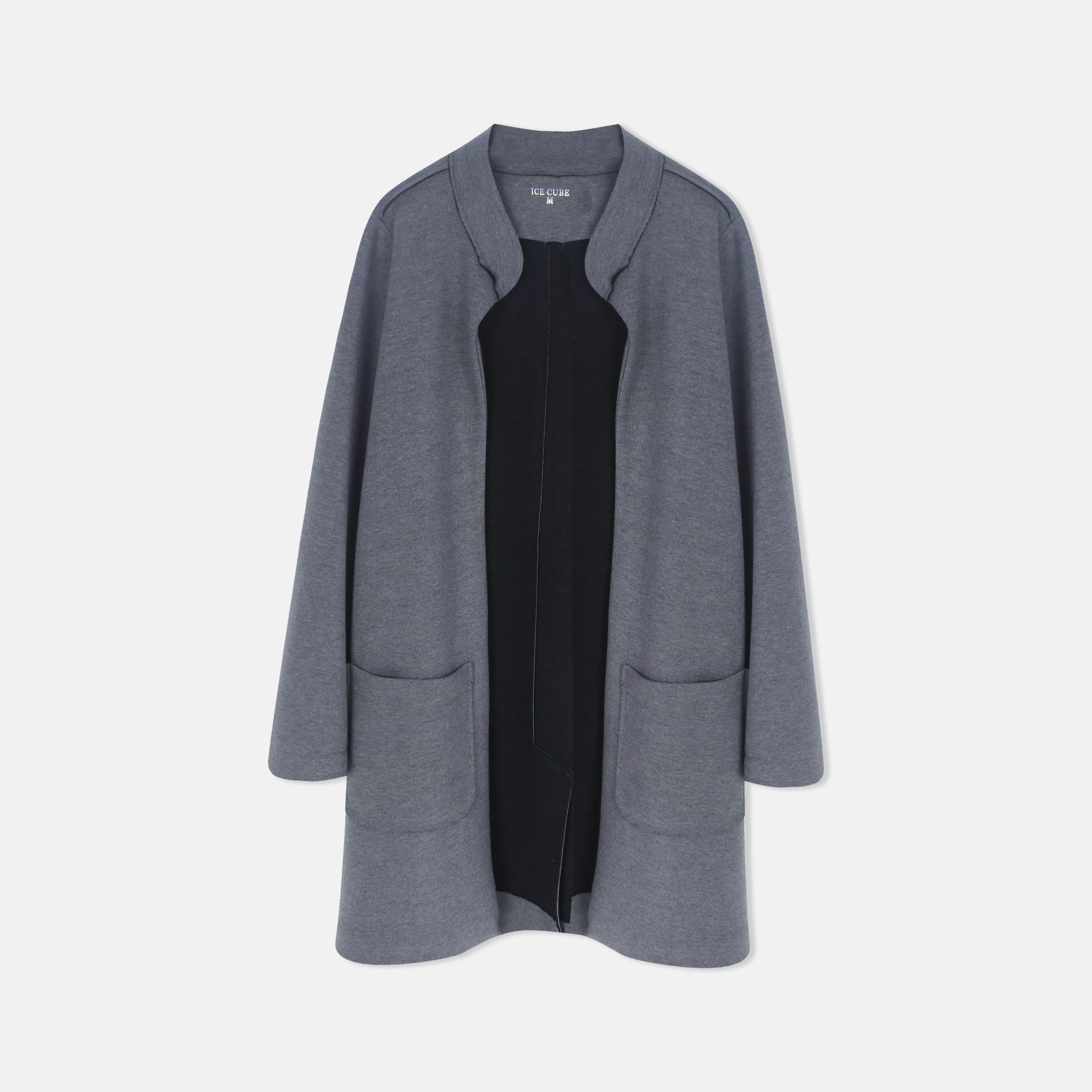 جاكيت نسائي طويل مفتوح من الأمام مع جيوب Thumbnail 1