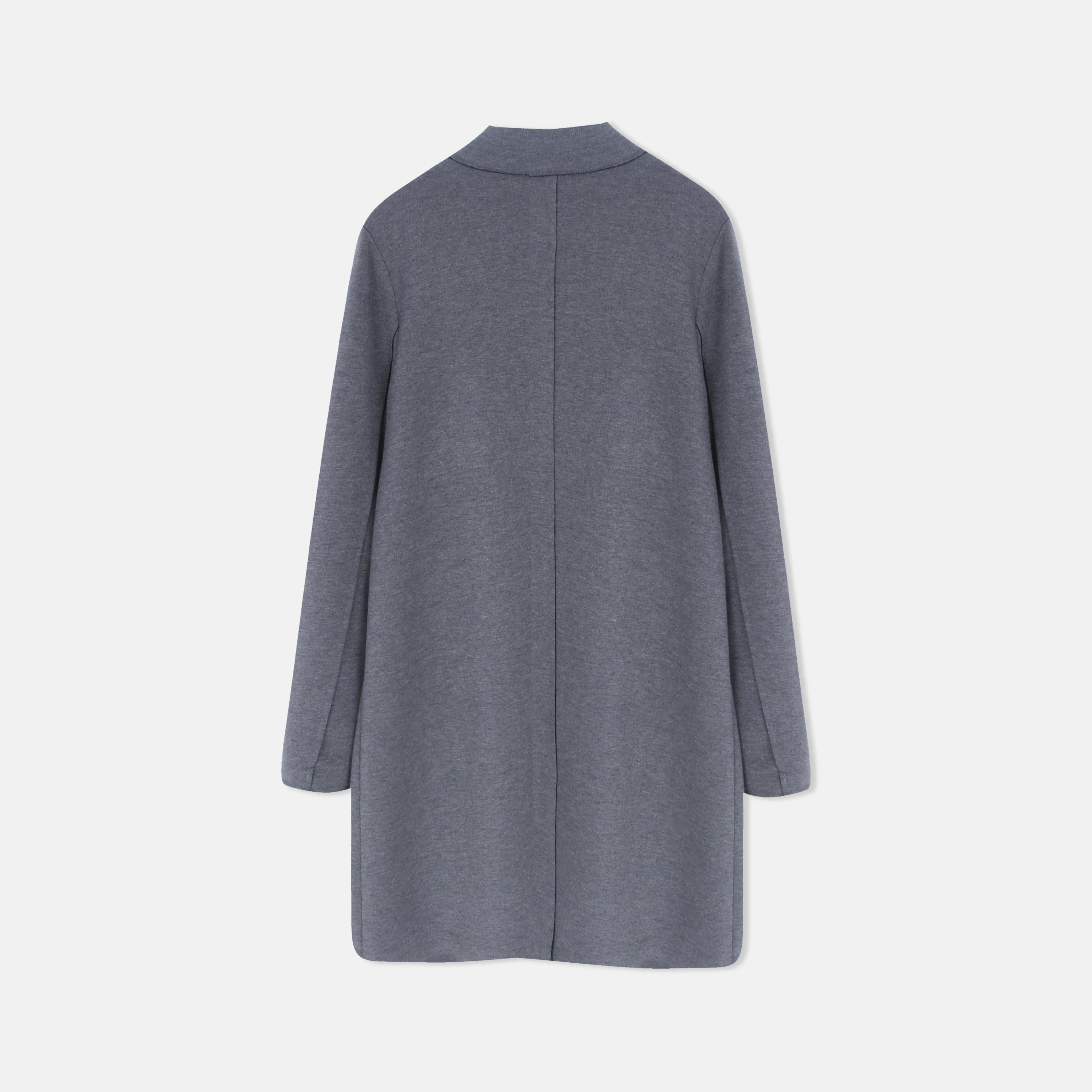 جاكيت نسائي طويل مفتوح من الأمام مع جيوب Thumbnail 4