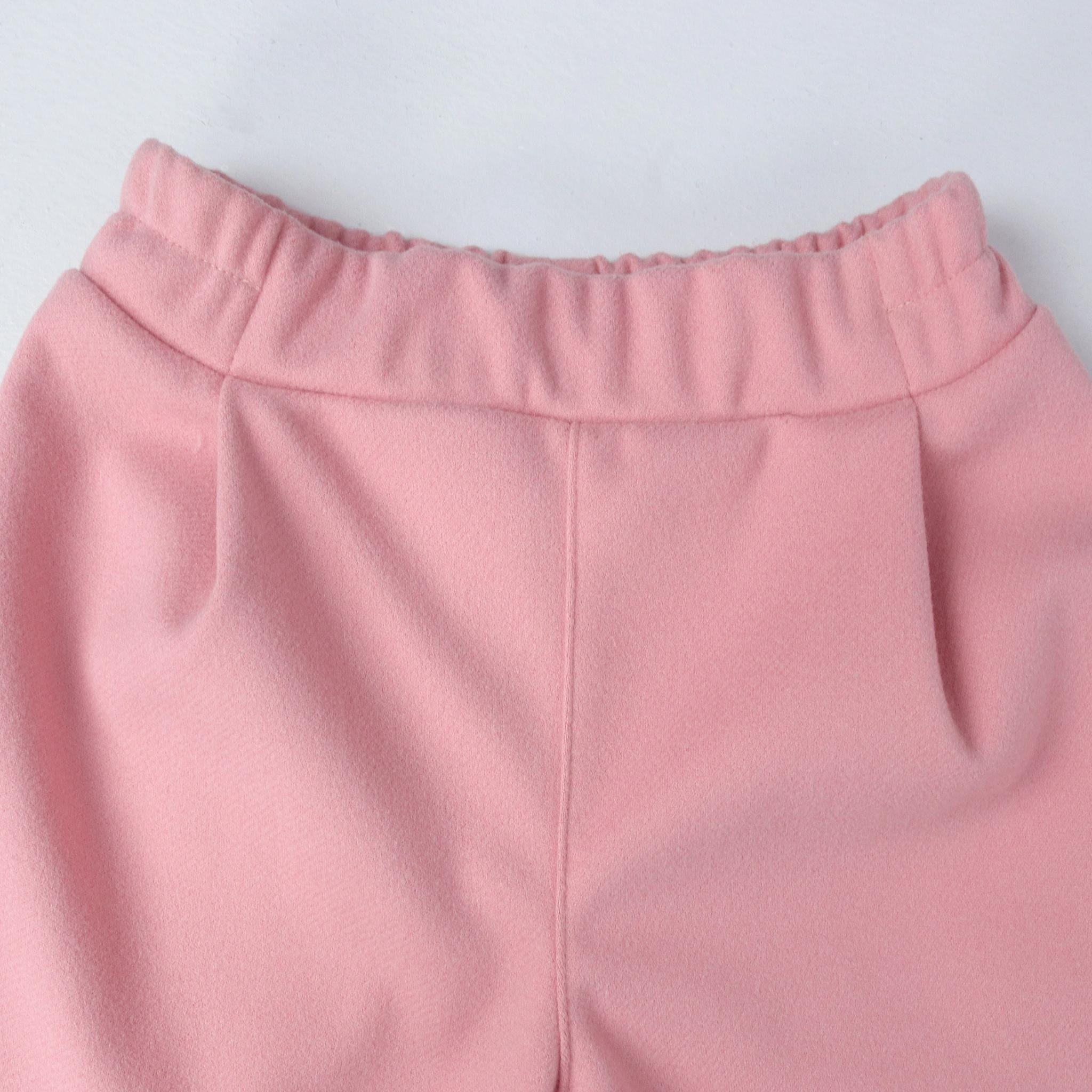 بنطلون بناتي بخصر مطاطي وكسرات أمامية media preview 2