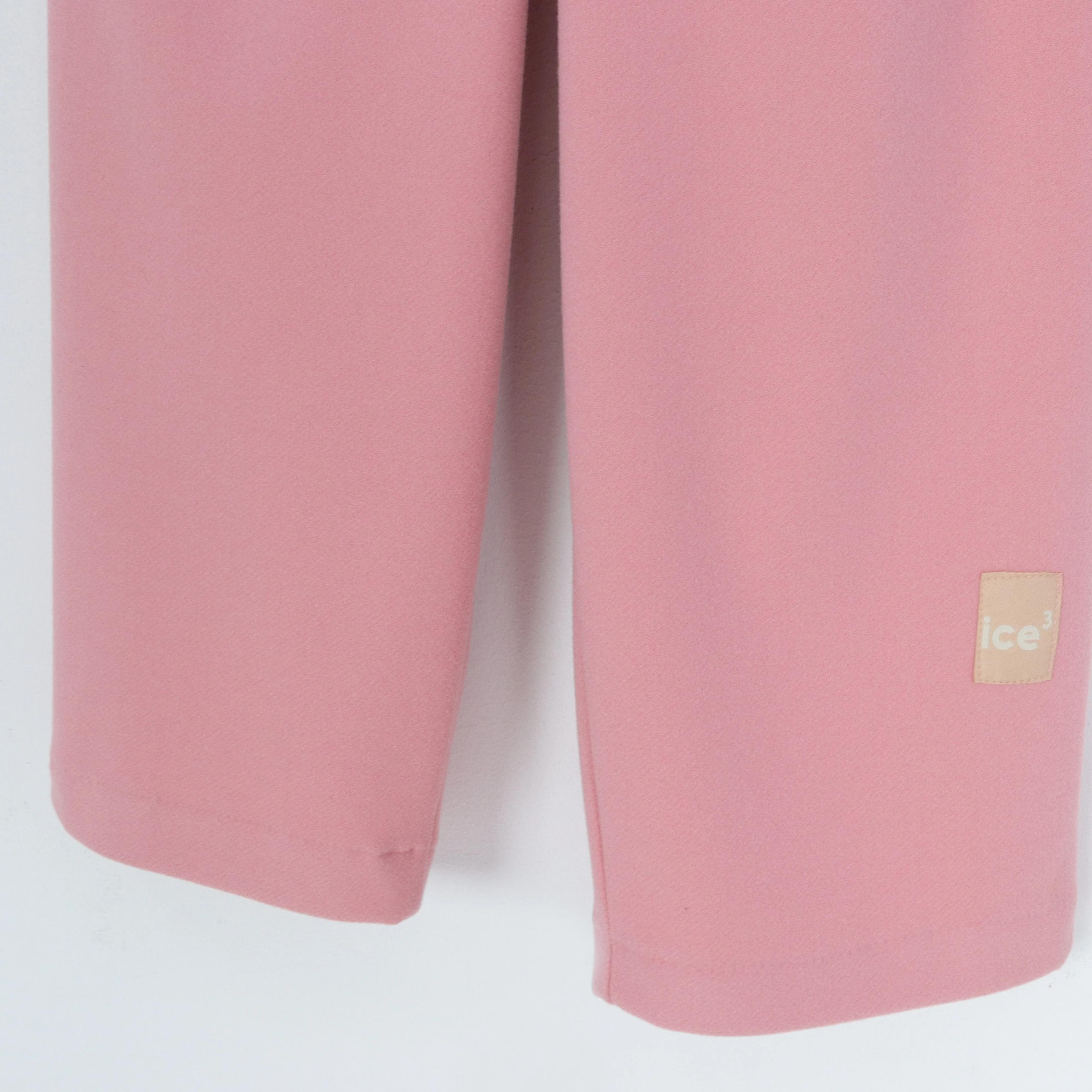 بنطلون بناتي بخصر مطاطي وكسرات أمامية Thumbnail 3